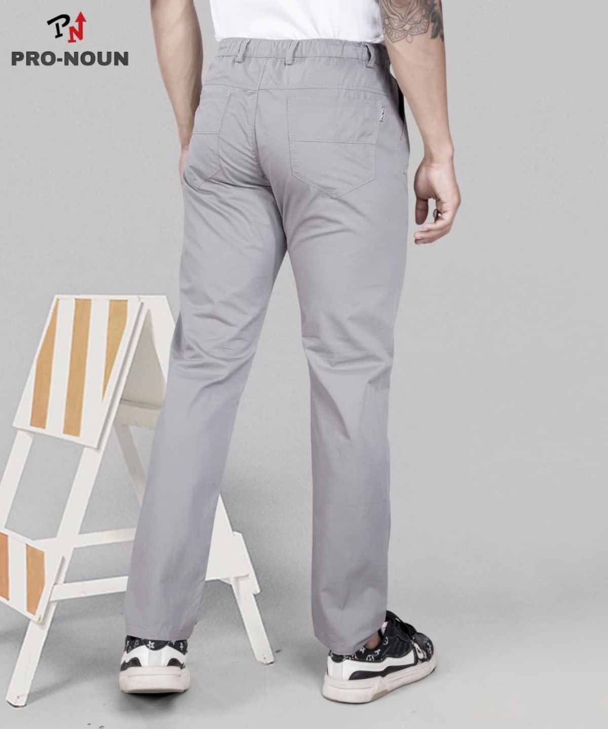 Pro-Noun Men's Lounge Wear Cotton Trackpant- D No- 1715 (L-3XL)-Lt Grey