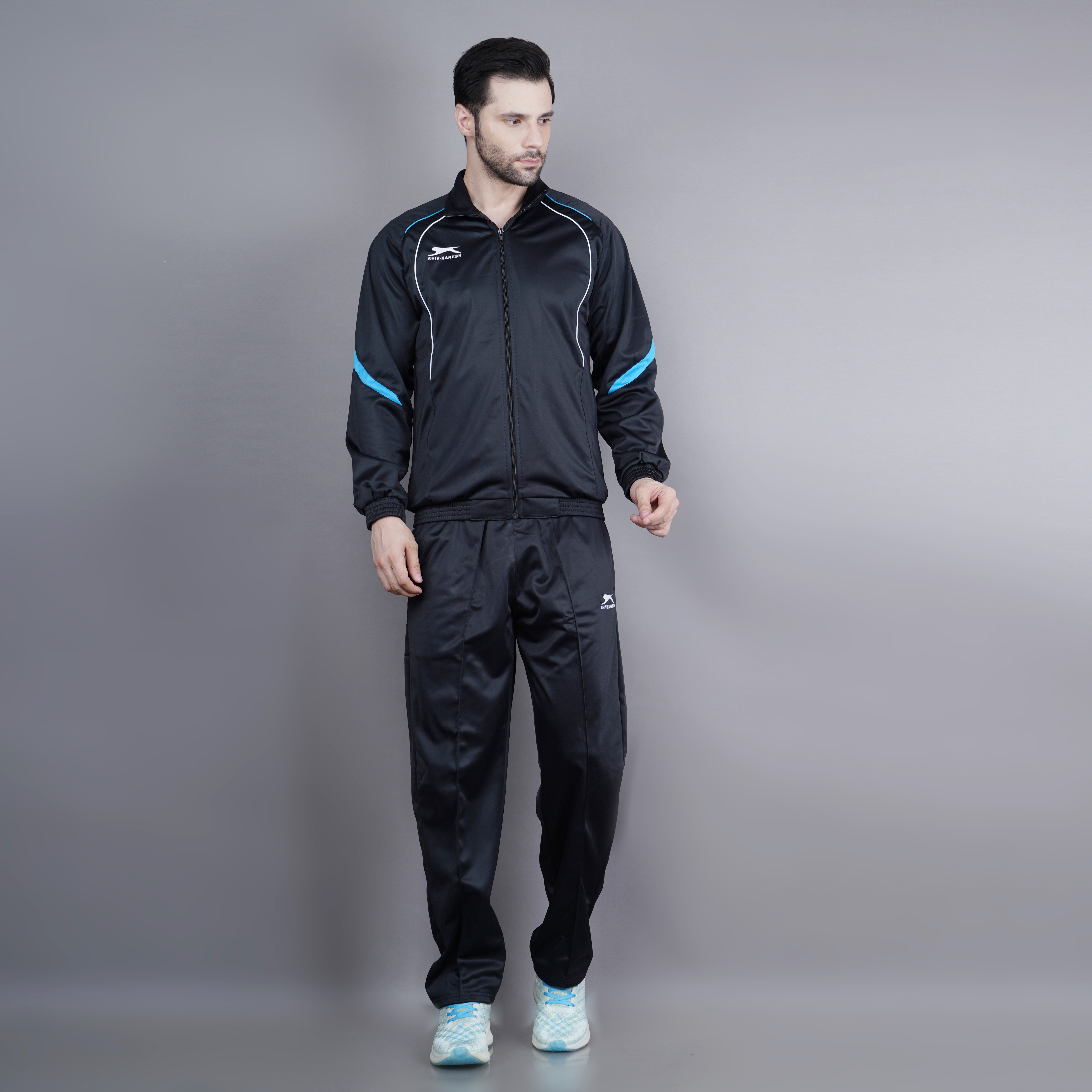 Men's Tracksuit  445A-TP-Black/Cyan/White-L