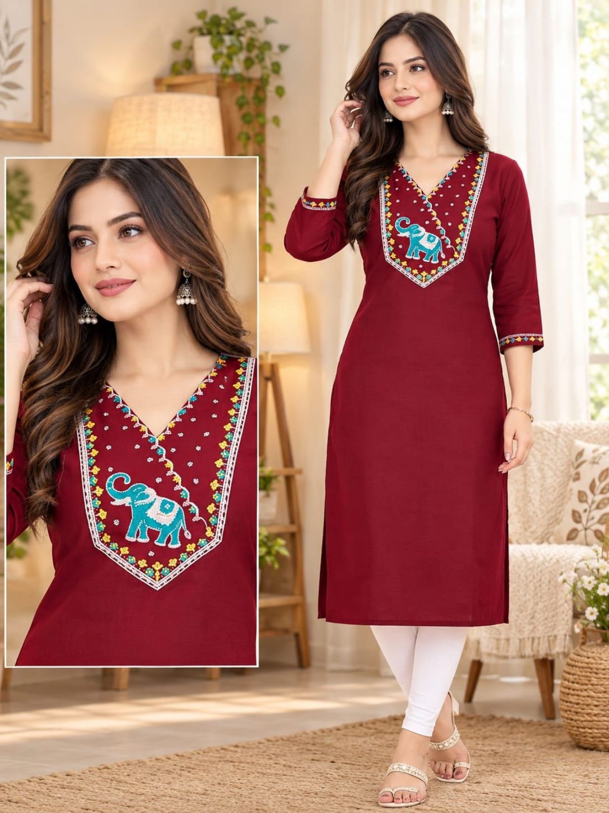 Women's Vetican Embroidery Kurtis