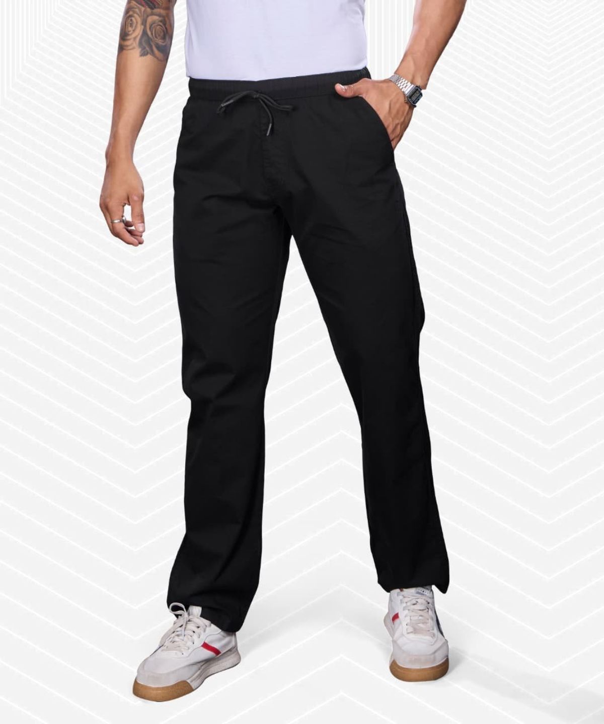 Pro-Noun Men's Lounge Wear Cotton Trackpant- D No- Cotonix-9-610-Black