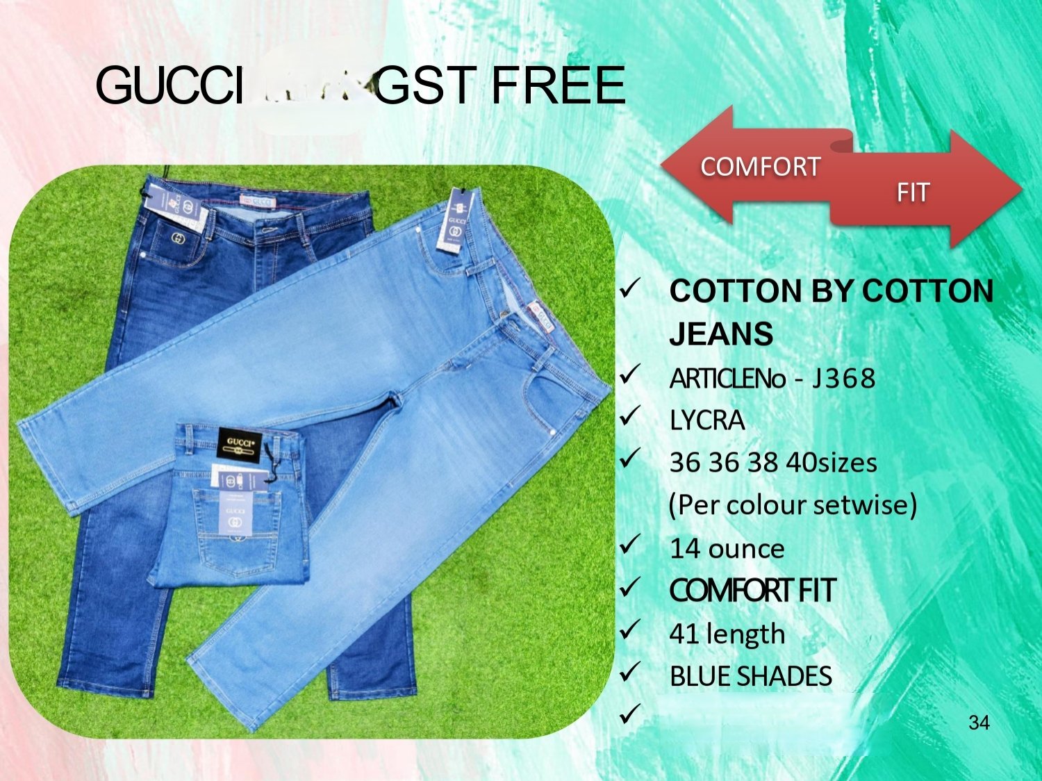 Men's Denim Jeans- GUCCI