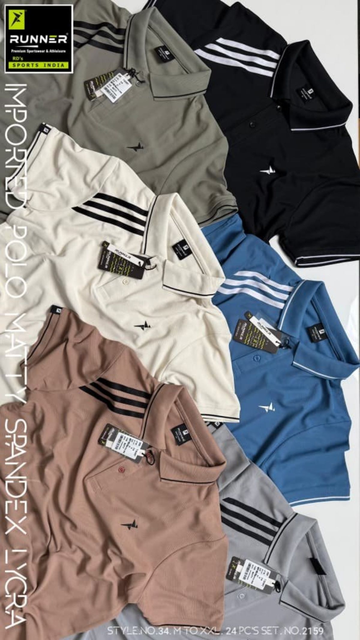 RUNNER Men's COLLAR Half Sleeve T-shirts Set D No- 34