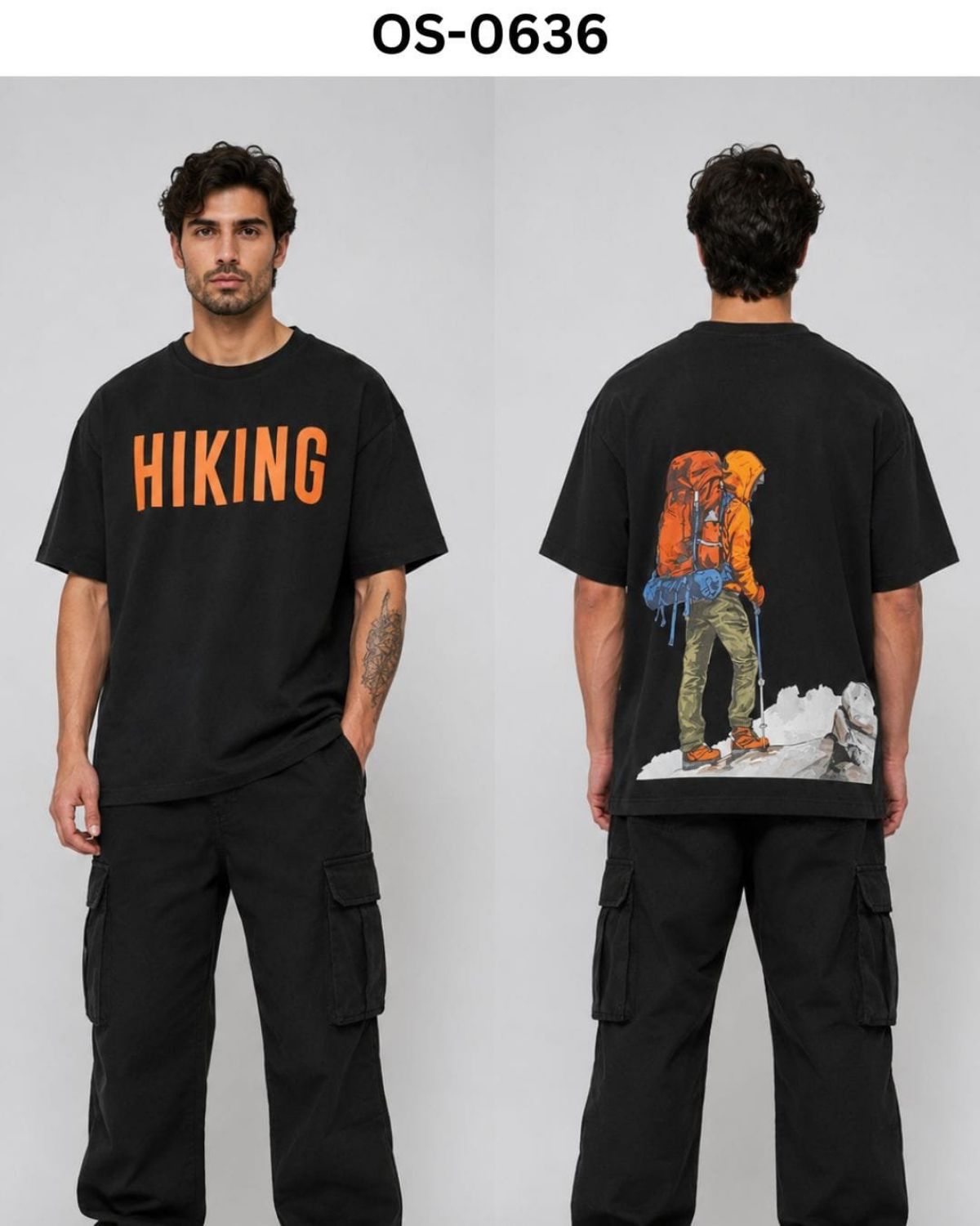 TOMHIDDLE MENS OVERSIZED PRINTED DOWN SHOULDER T-SHIRT- A4-OS-0636