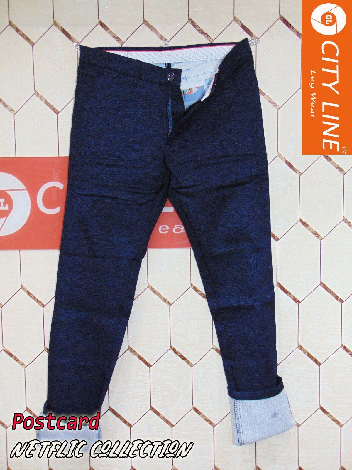 Men's cotton Knitted Japanese Navy Blue Pants-9069