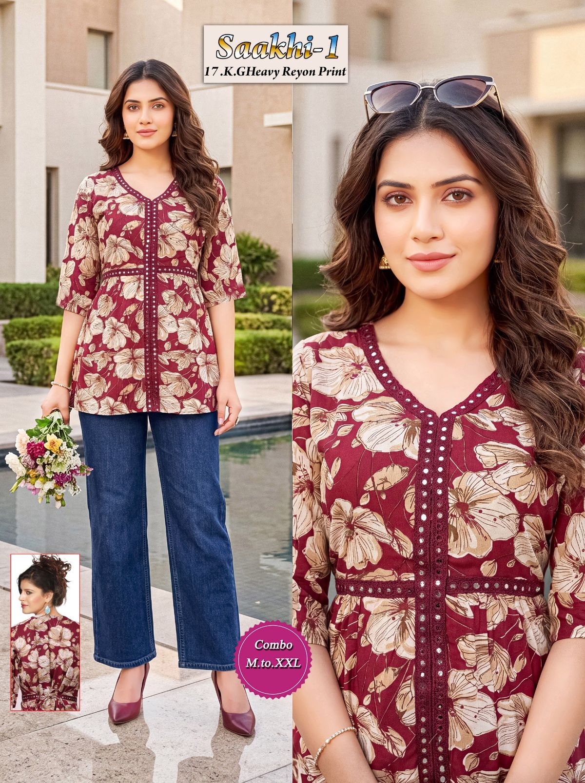 Shree Surbhi Women's Rayon Mirror Work Short Kurti-  Saakhi-1