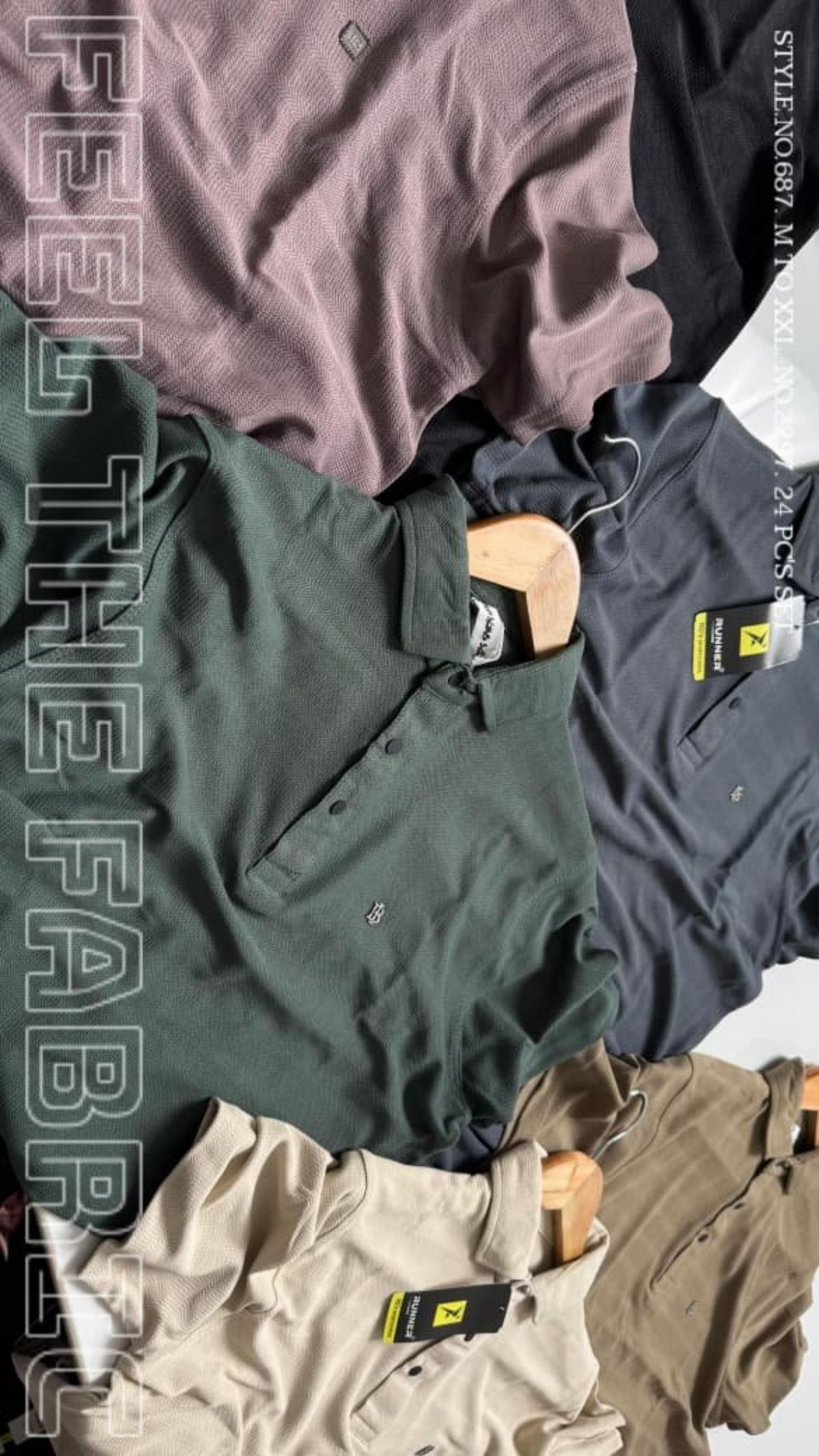 RUNNER Men's Coller Half Sleeve Touch Button Polo T-shirts Set D No- 2296