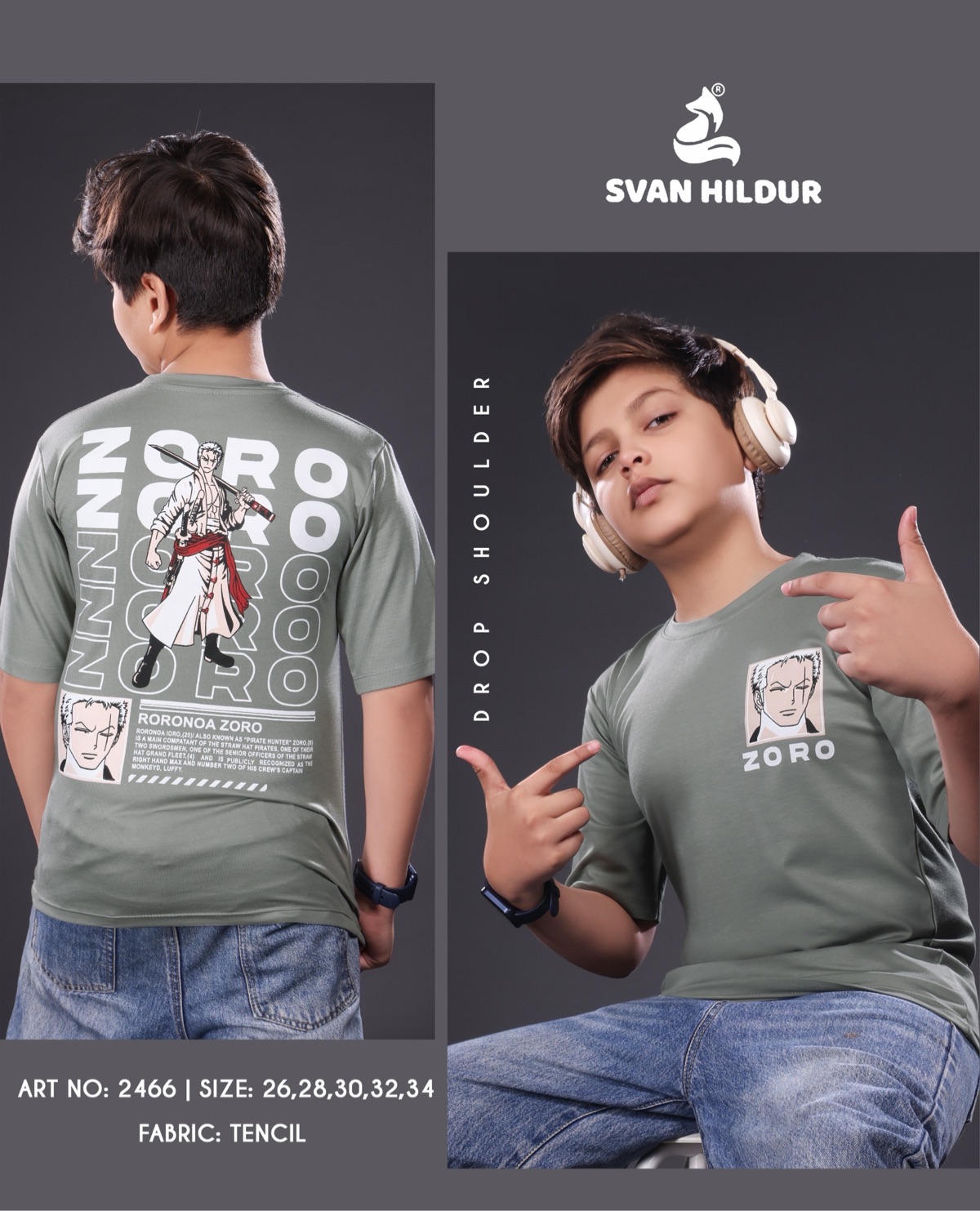 Down shoulder T-shirts for kids
