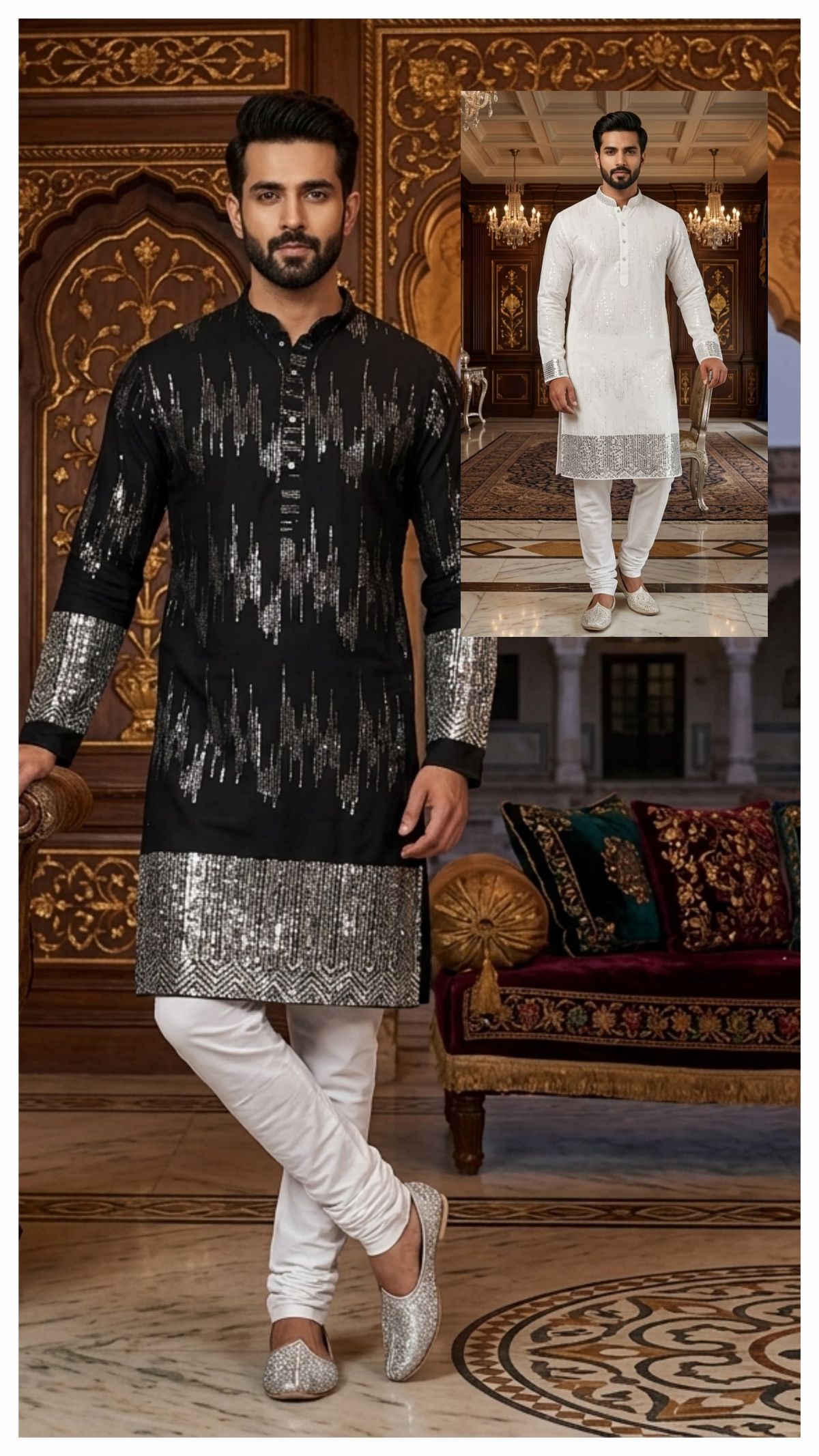 Variation Men's Ethnic Kurta Set Lachka Fabric