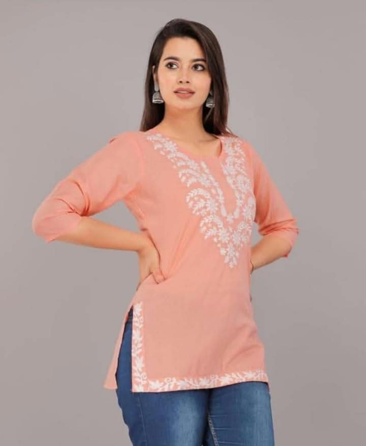 Women's Plain Short Cotton Kurta