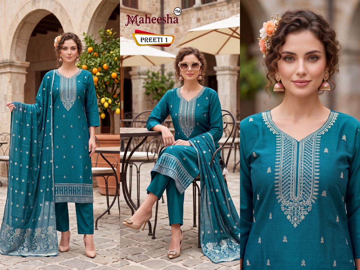 Rani Vastram Women's Ethnic Wear Suit & Bottom Set with Dupatta- Preeti-1