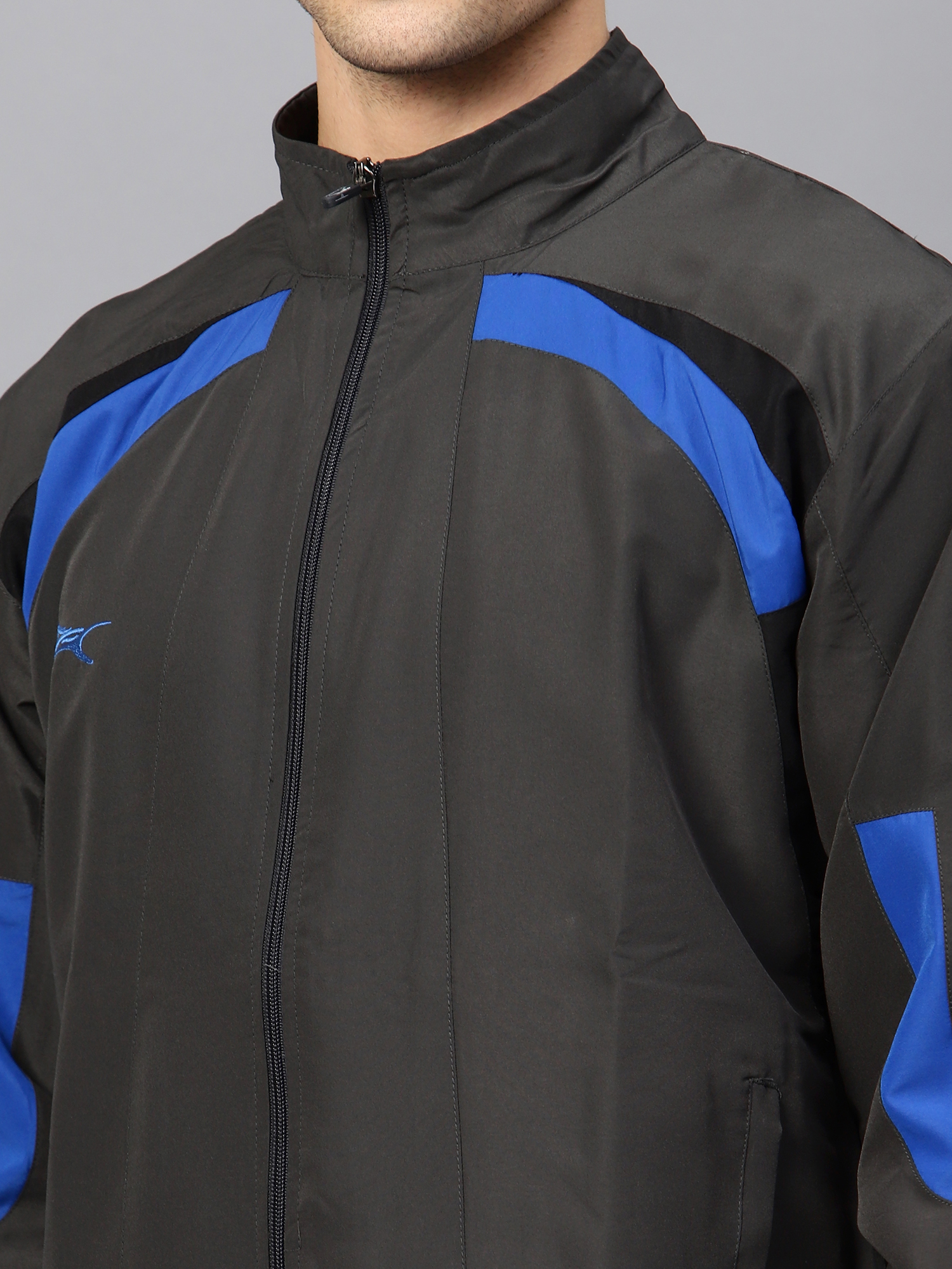 Men's Tracksuit  444B-Dark Grey/Black/Royal-S-TZ