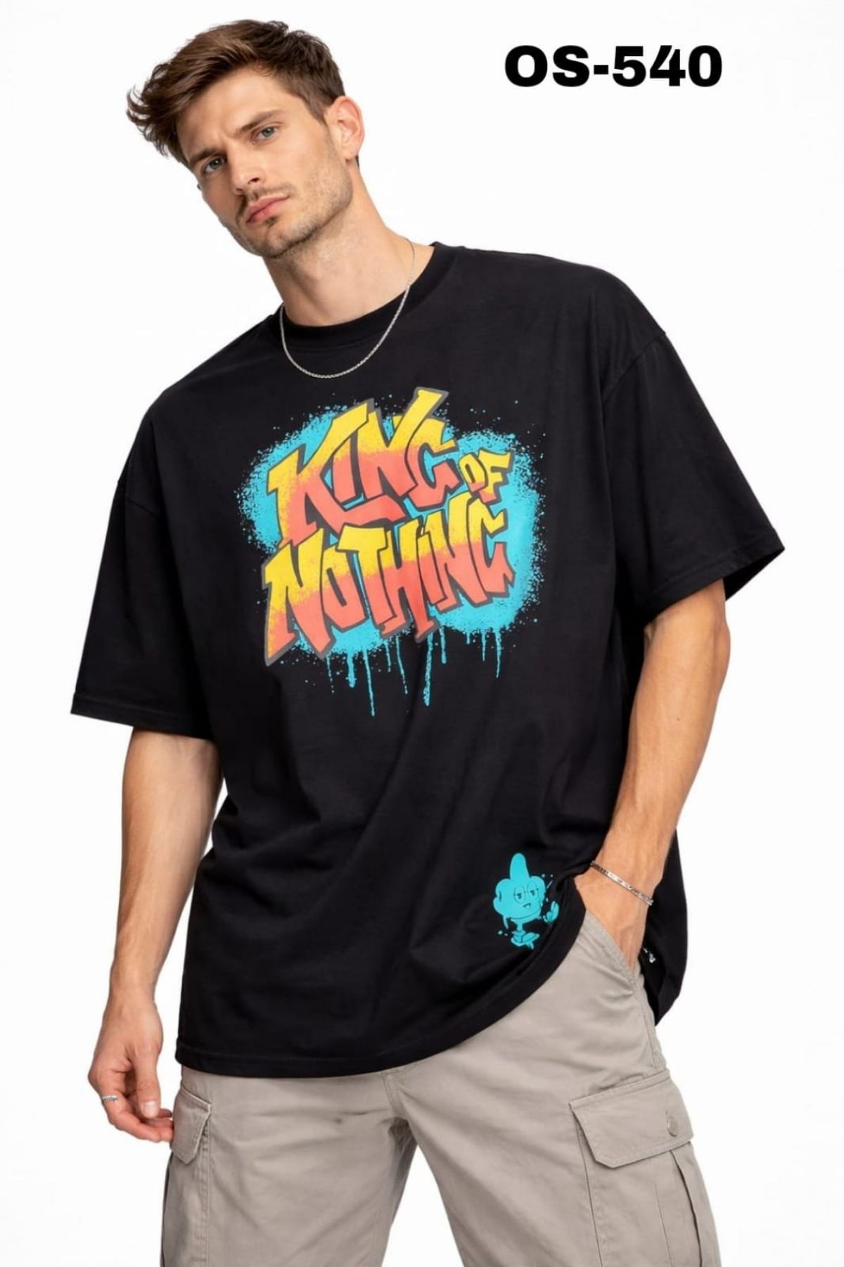 TOMHIDDLE MENS PRINTED DROP SHOULDER T-SHIRT- A4-OS-0540