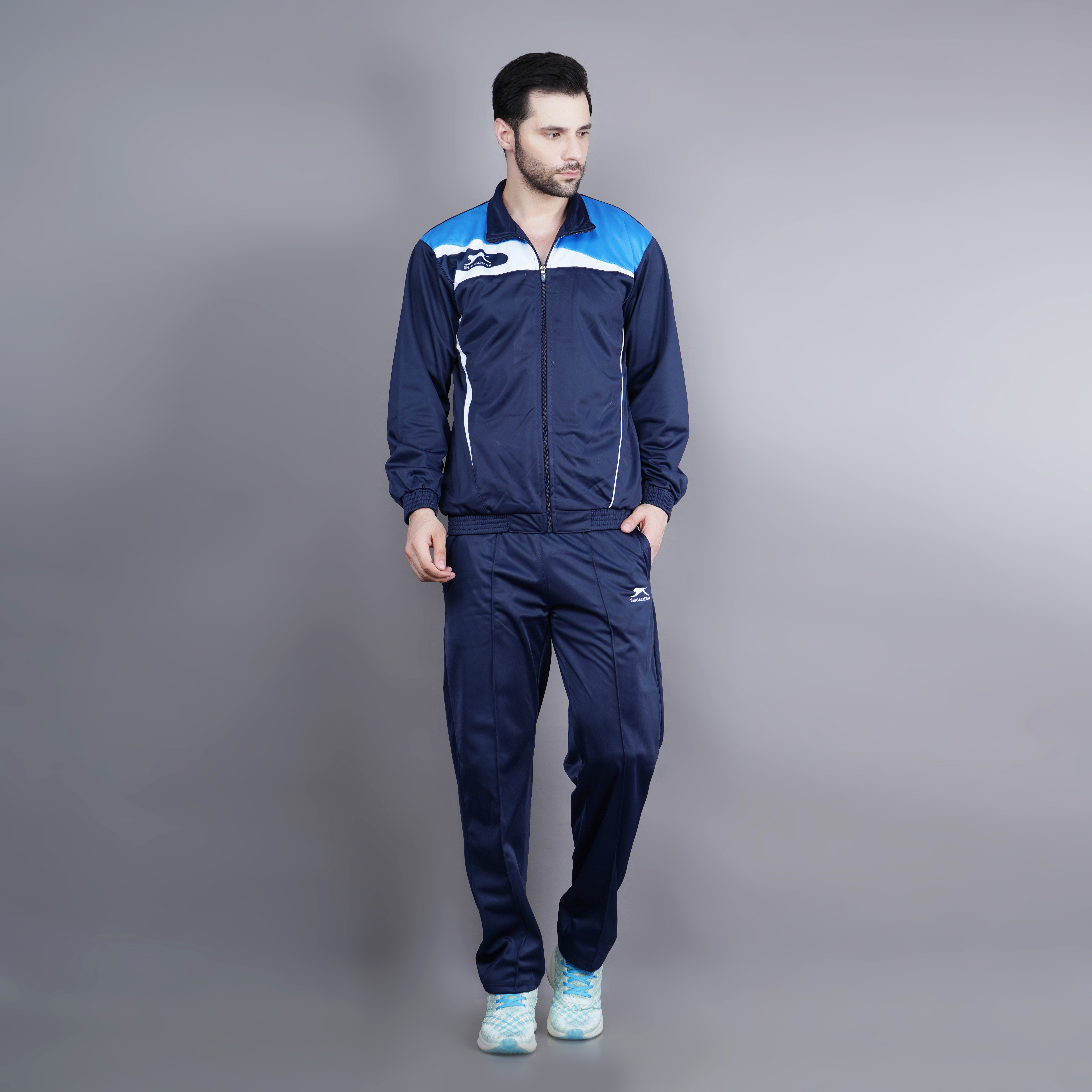 Men's Tracksuit  459A-TP-Navy/Turkish Blue/White-L