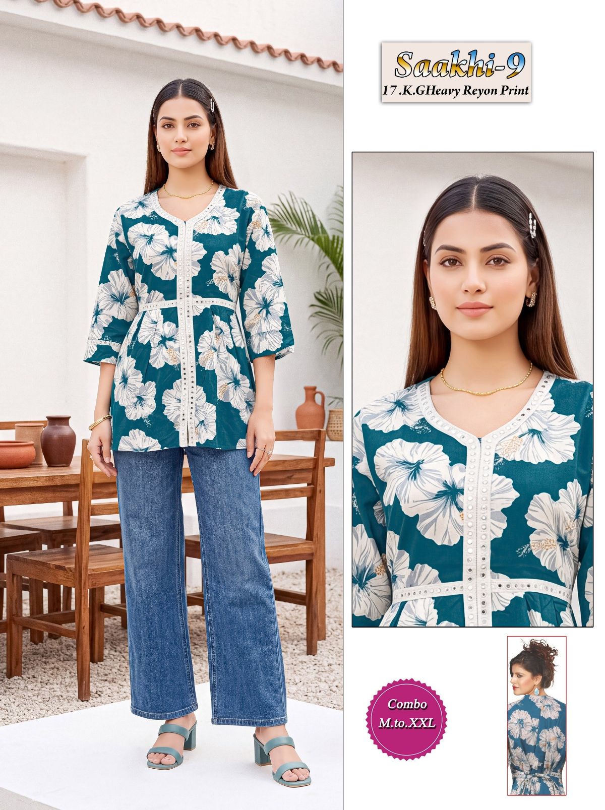 Shree Surbhi Women's Rayon Mirror Work Short Kurti-  Saakhi-9