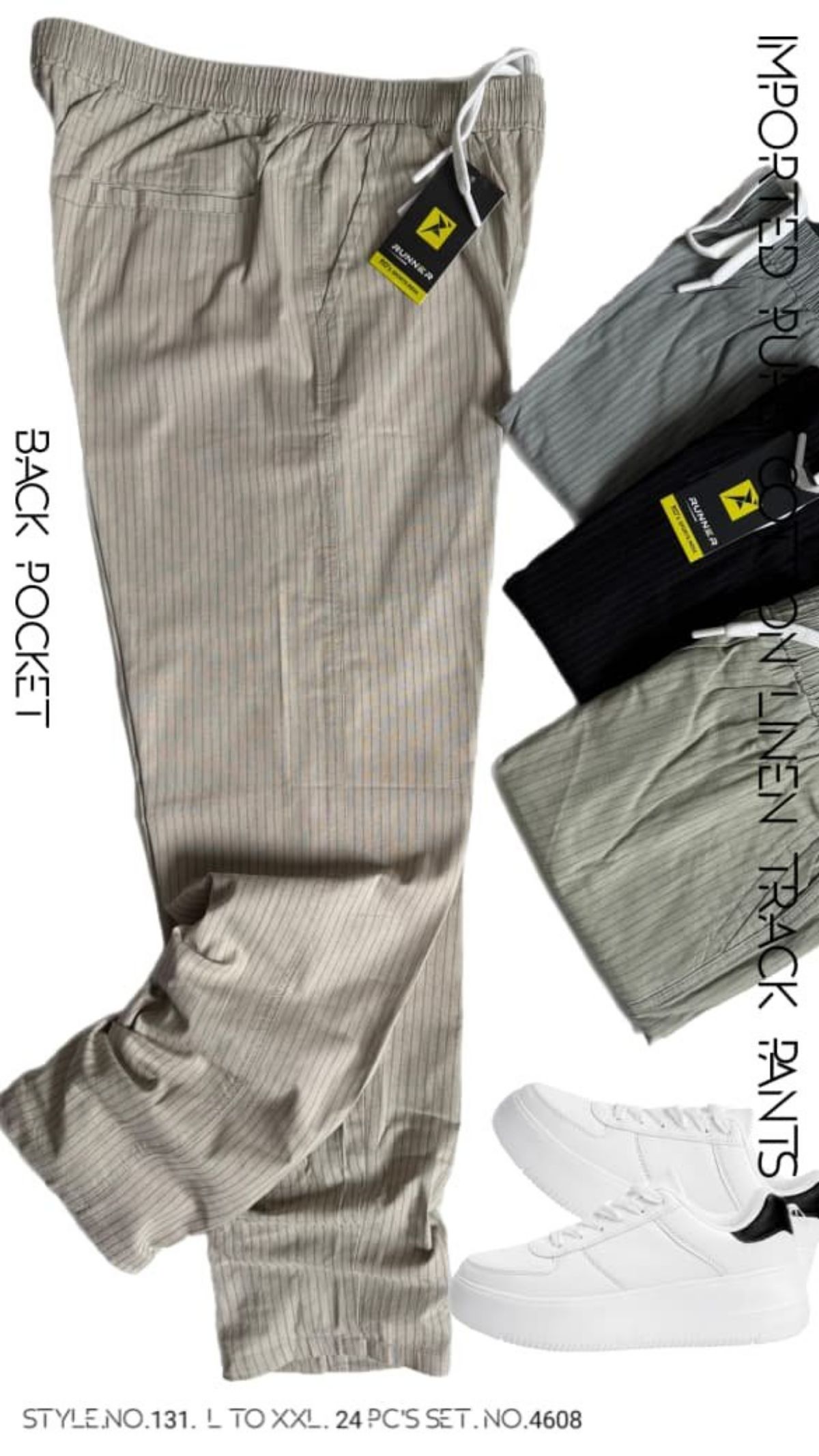 RUNNER Men's Pure Cotton Linen Trackpants D No- 131