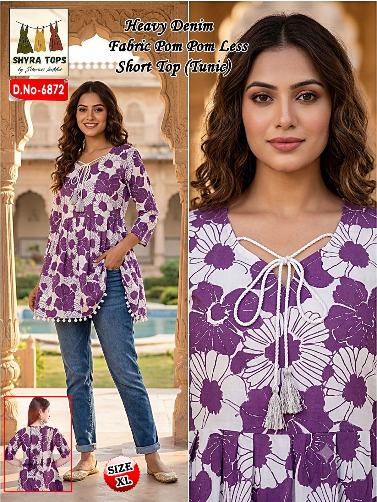 Women's Poly Cotton Short Kurti-6872