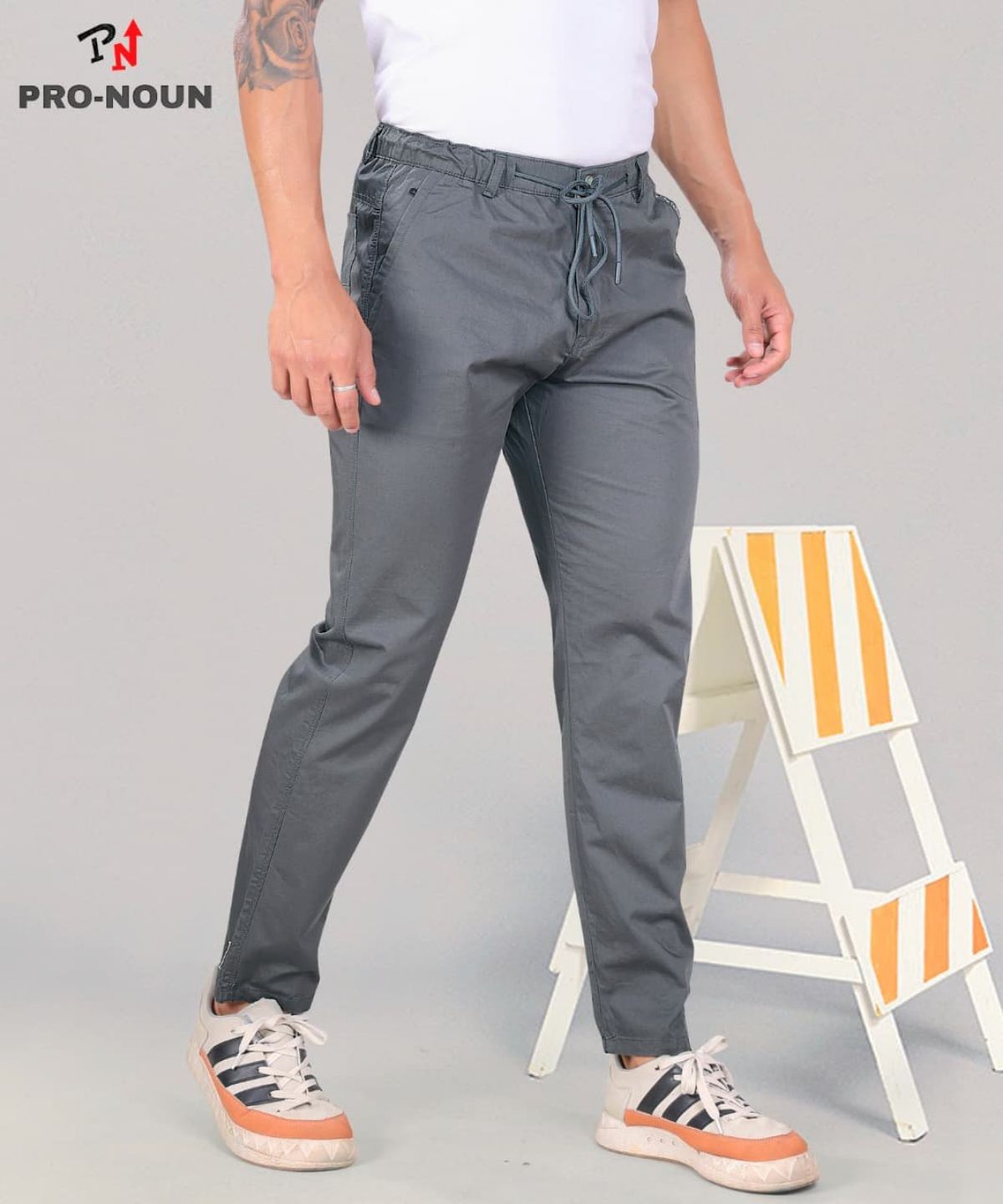Pro-Noun Men's Lounge Wear Cotton Trackpant- D No- 1715 (L-3XL)-Grey