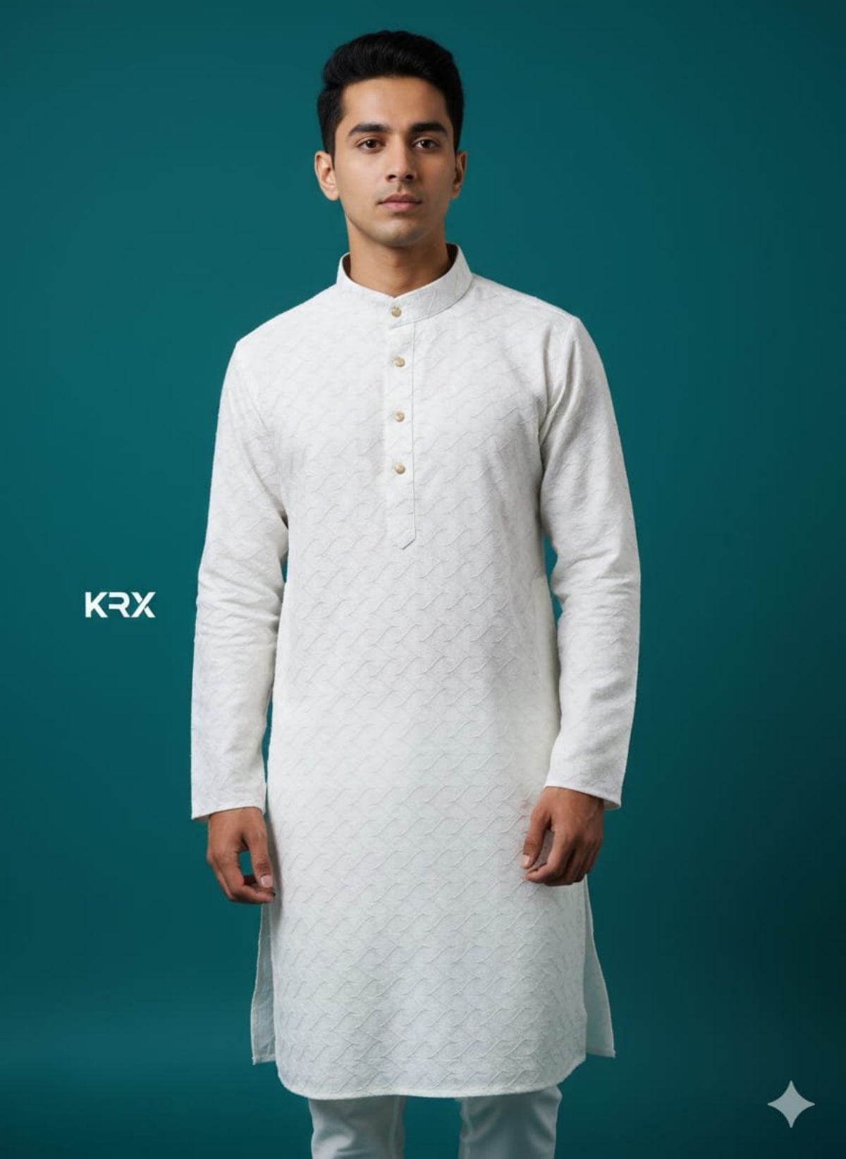 KRX Men's Designer W Printed Poly Viscose Kurta Pajama Set