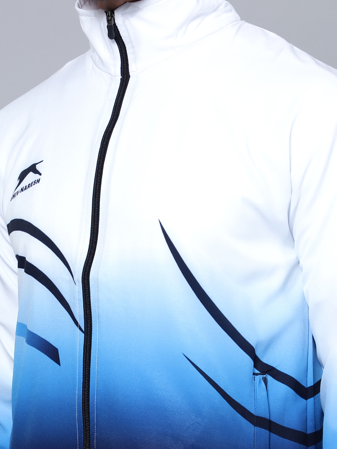 Men's Tracksuit  E-SNTSNXFS965_White/Navy/Cyan_2XL_NS Spandex