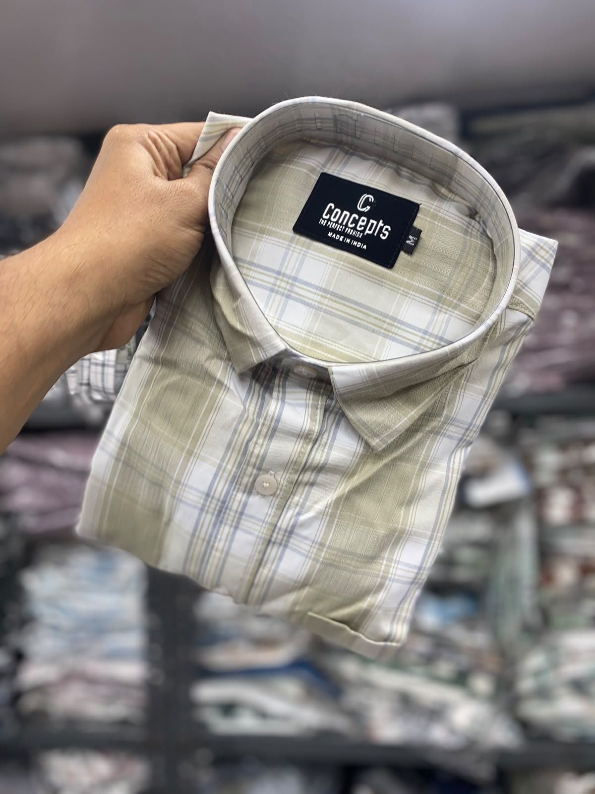 Concepts Men's Shirts Oxford Cotton Checks Half Sleeve