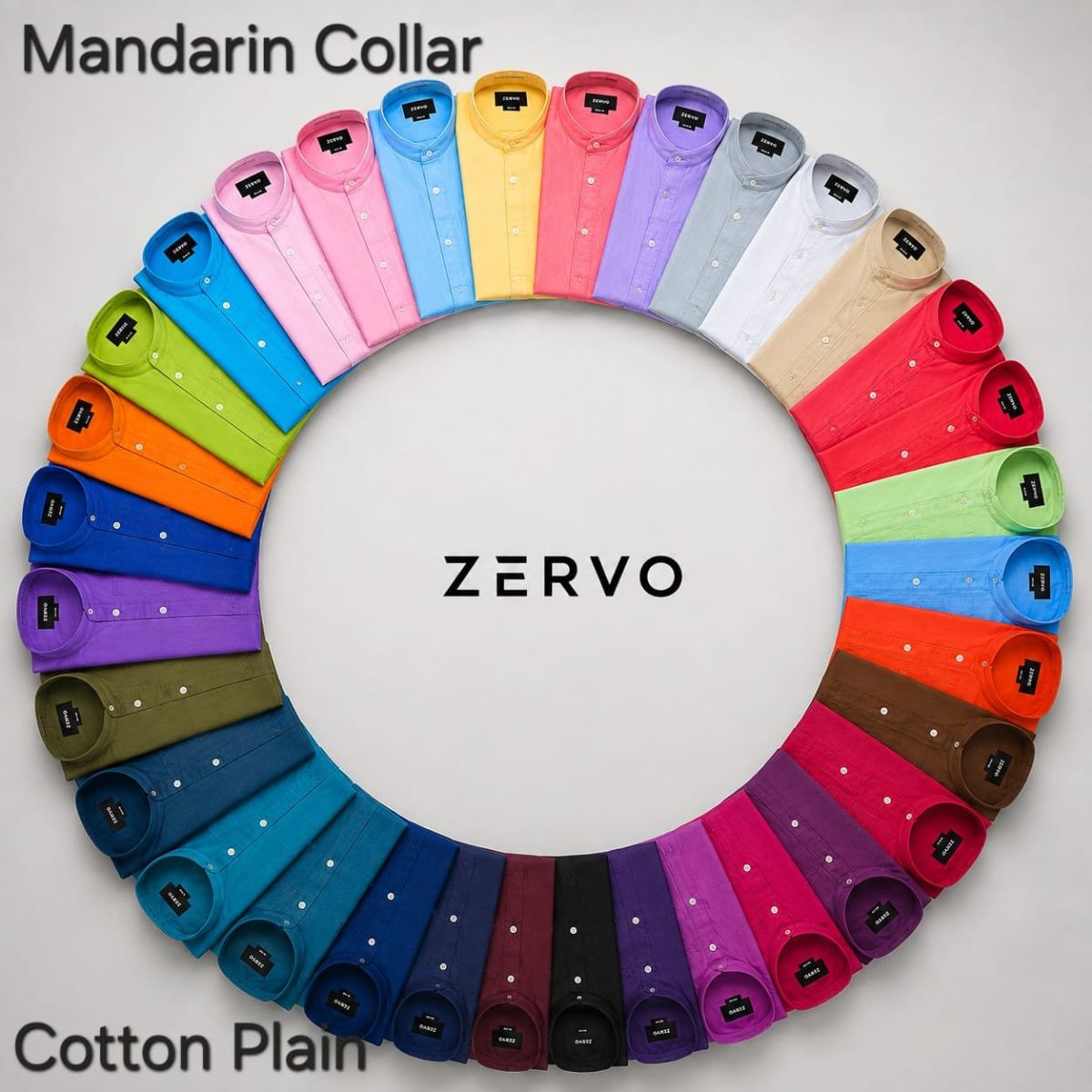 Zervo Men's TFO Cotton Oxford Shirts (Mandarin Coller)