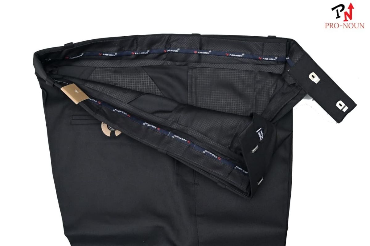 Pro-Noun Men's Men's Formal Trouser Pants With Adjustable belt D No- Signature 292-8 (30-36)- Black