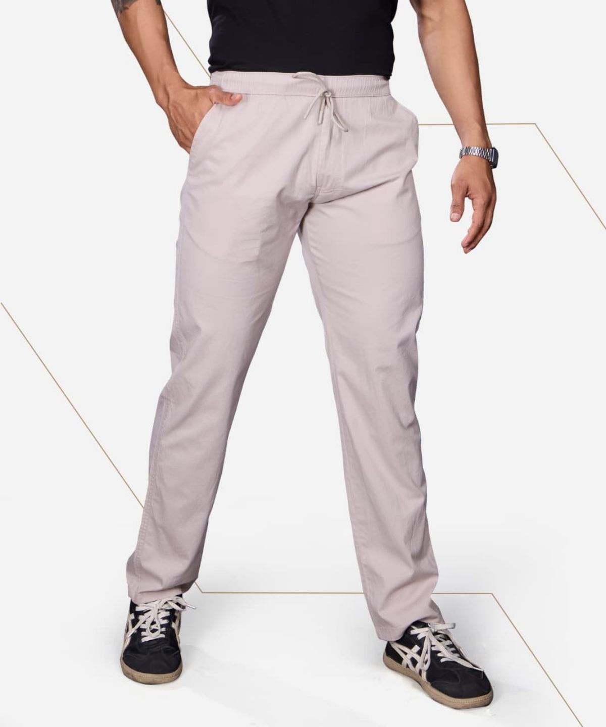 Pro-Noun Men's Lounge Wear Cotton Trackpant- D No- Cotonix-9-610-Beige