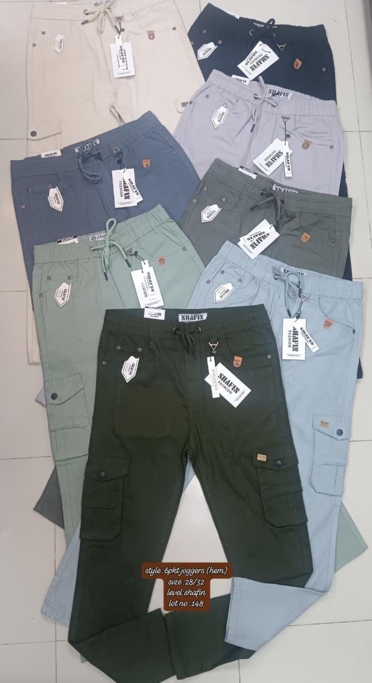 Shafin Men's Six Pockets Joggers Cargo