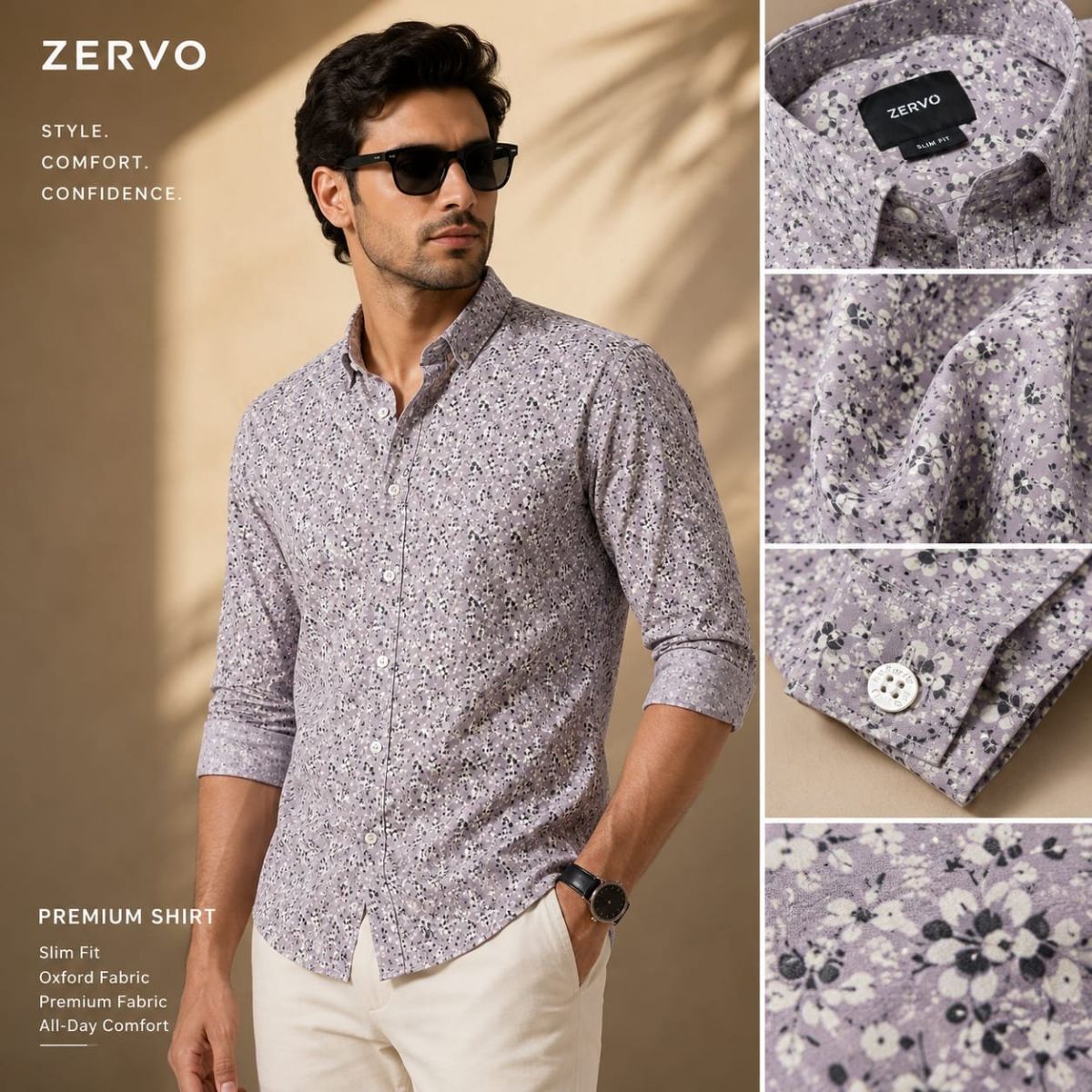 Zervo Men's Cotton Oxford Printed Shirts
