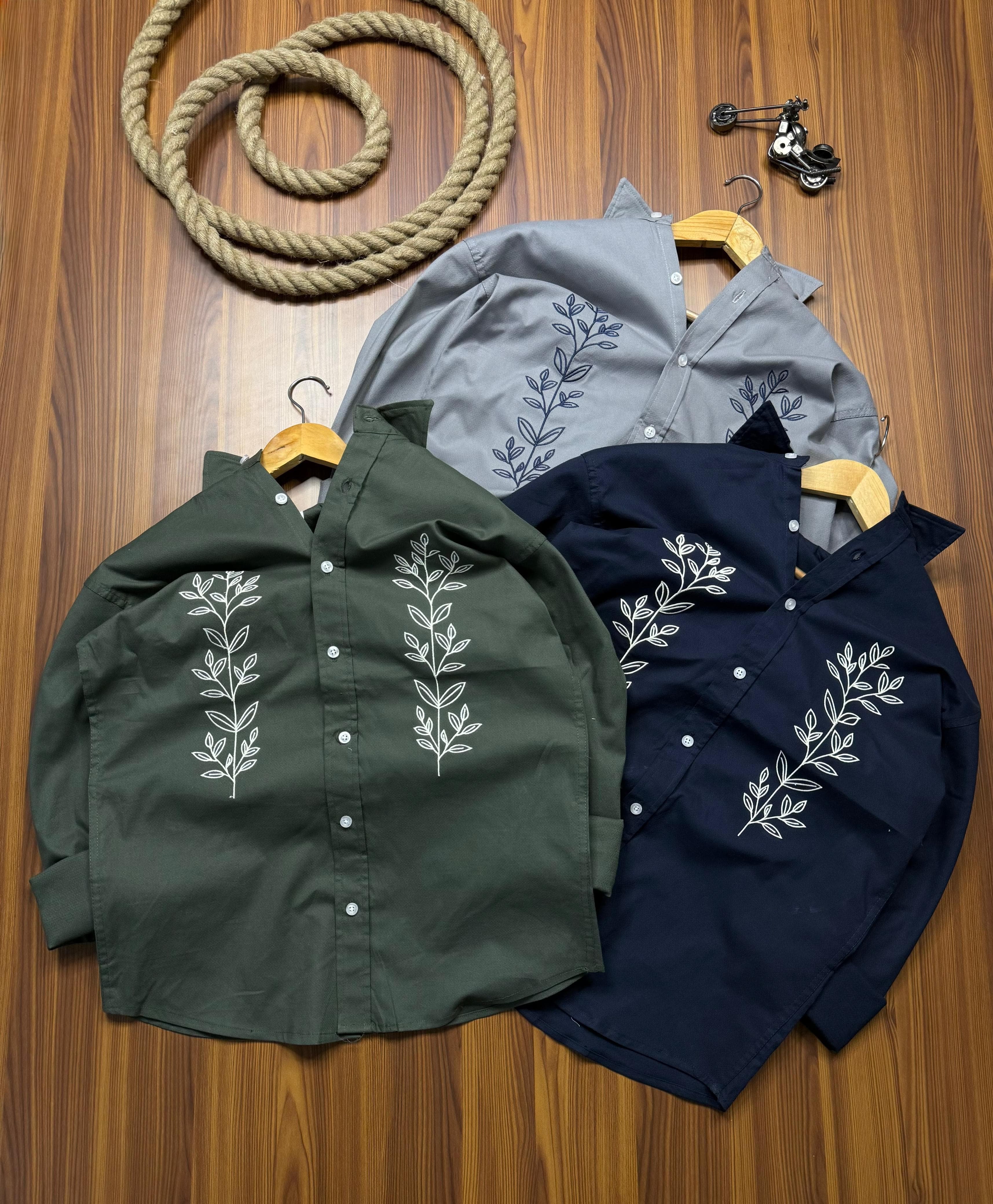 Men's Premium Quality Flower Embroidery work Shirts