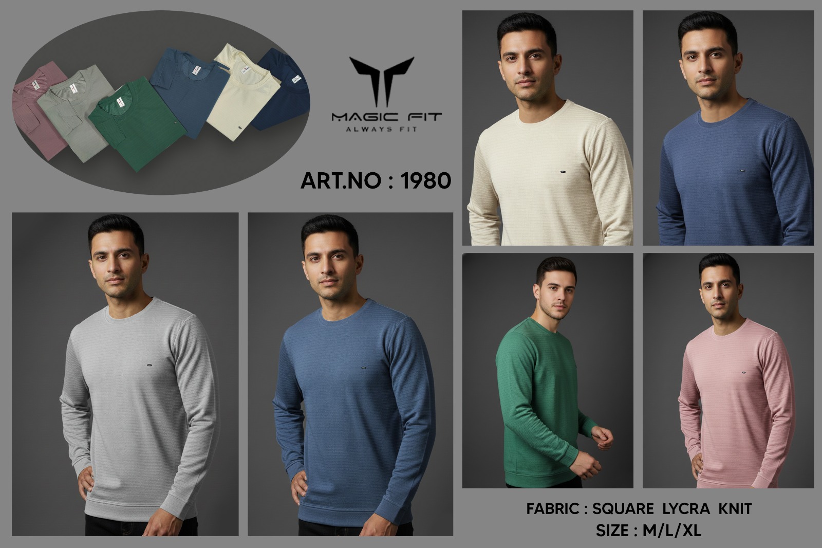 BRAND :-MagicFit  MENS Full Sleeve Round Neck Tshirt,1980/1777:M