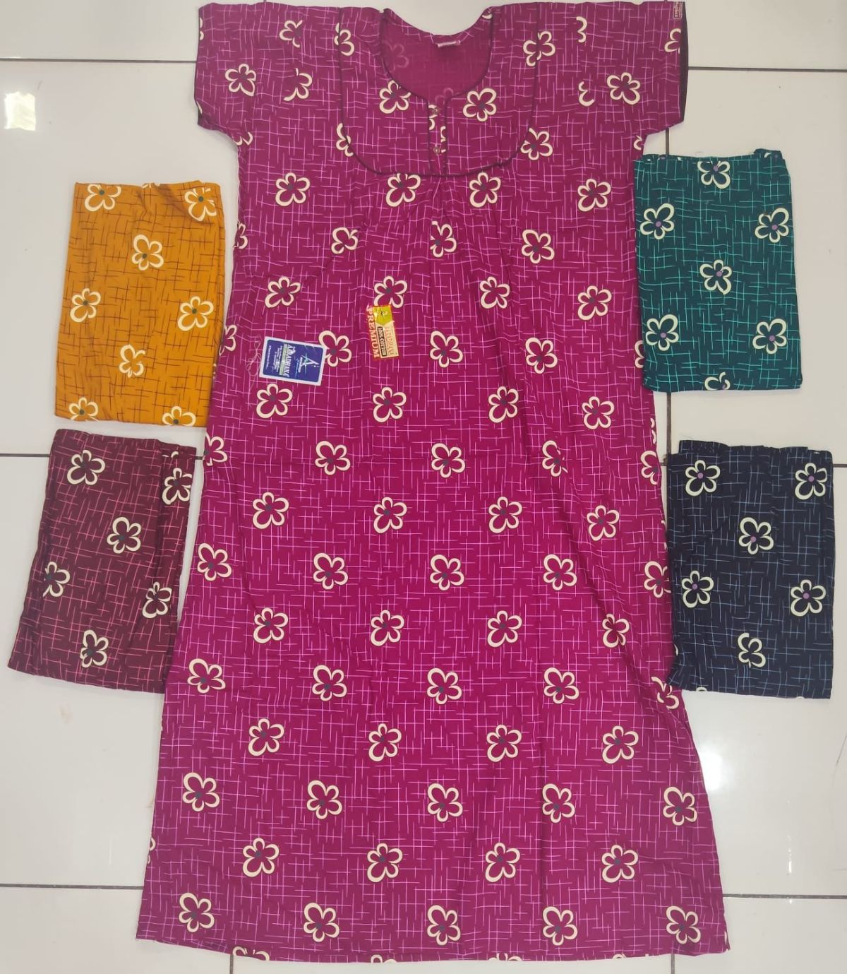 Women Pure Cotton 2 Button Piping Maxi