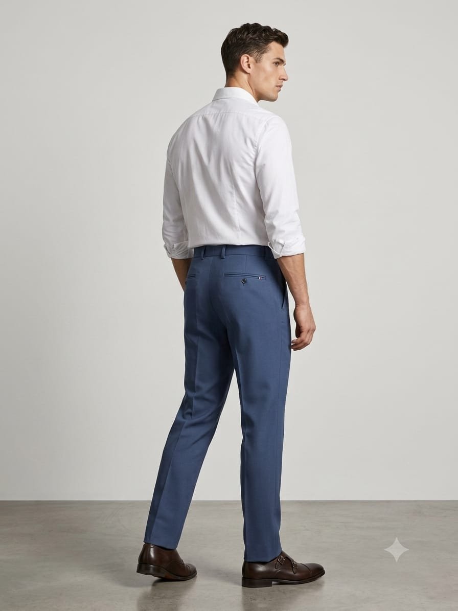 Updry Narrow Barbie Men's Formal pants-Blue