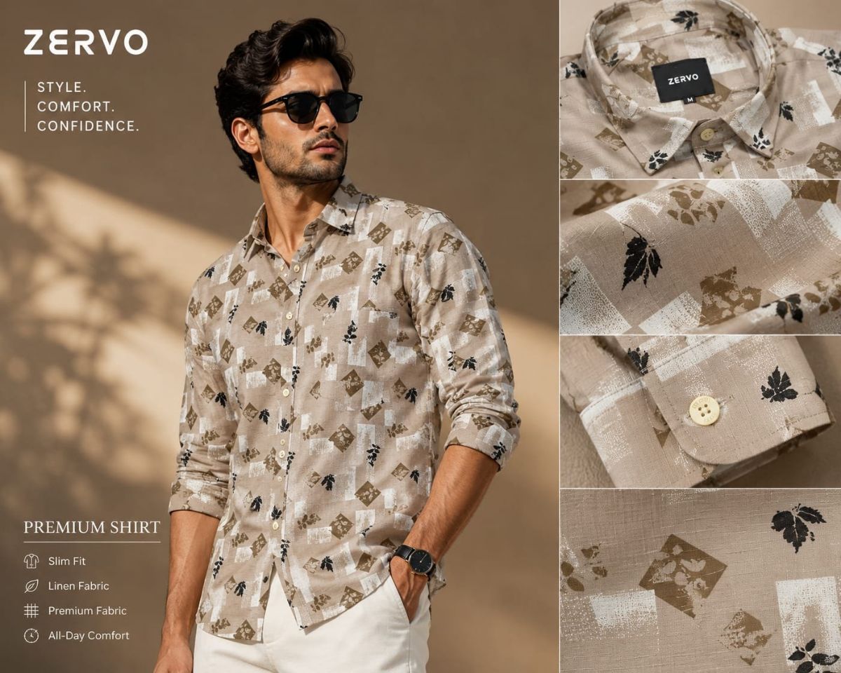 Zervo Men's Linen Printed Shirts