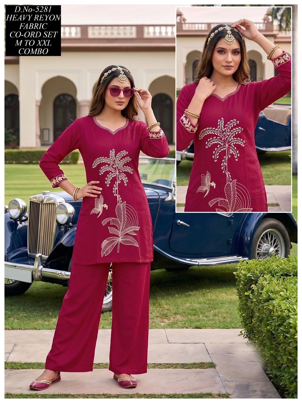 Women's Ethnic Rayon Top Bottom Co-Ord Set- 5281
