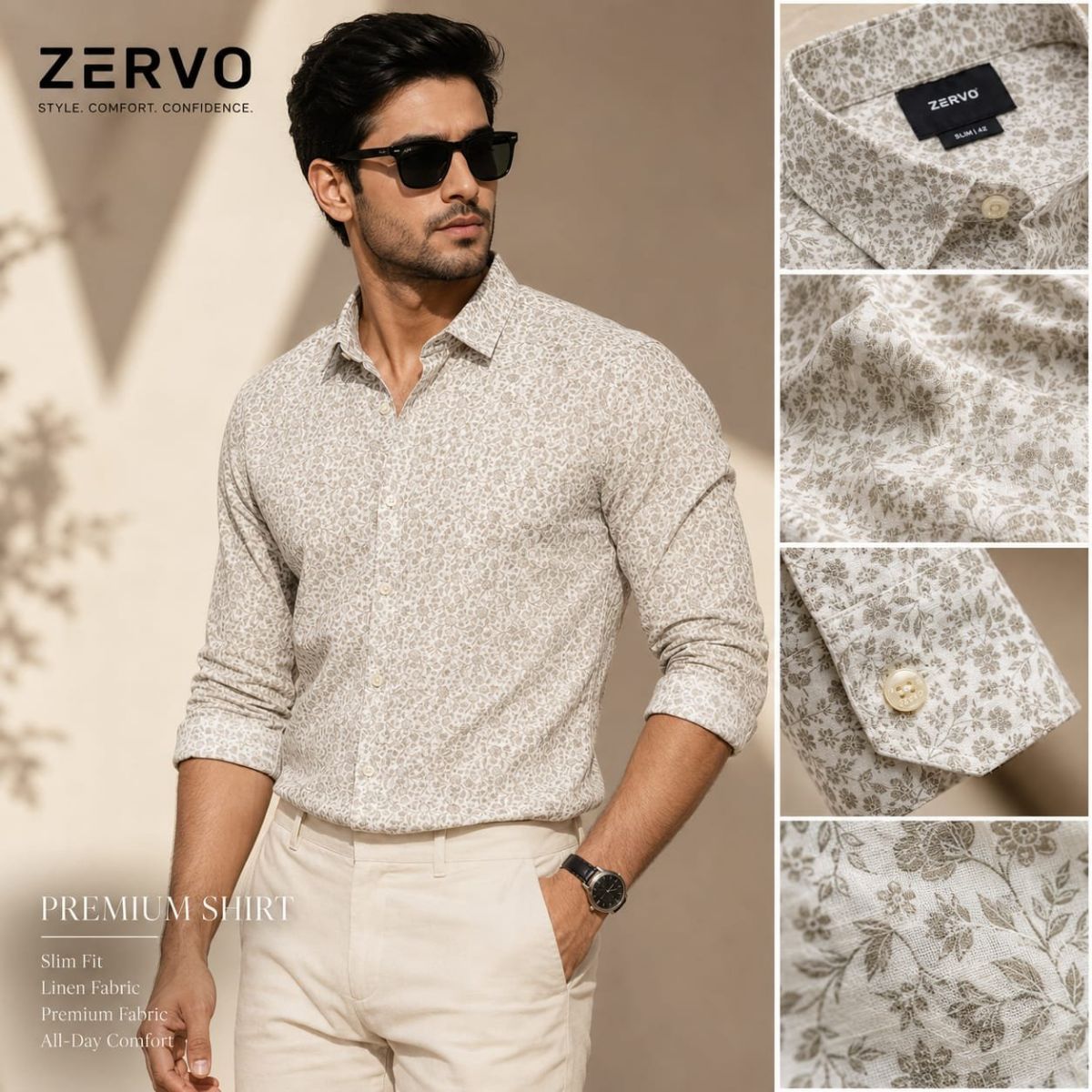 Zervo Men's Linen Printed Shirts