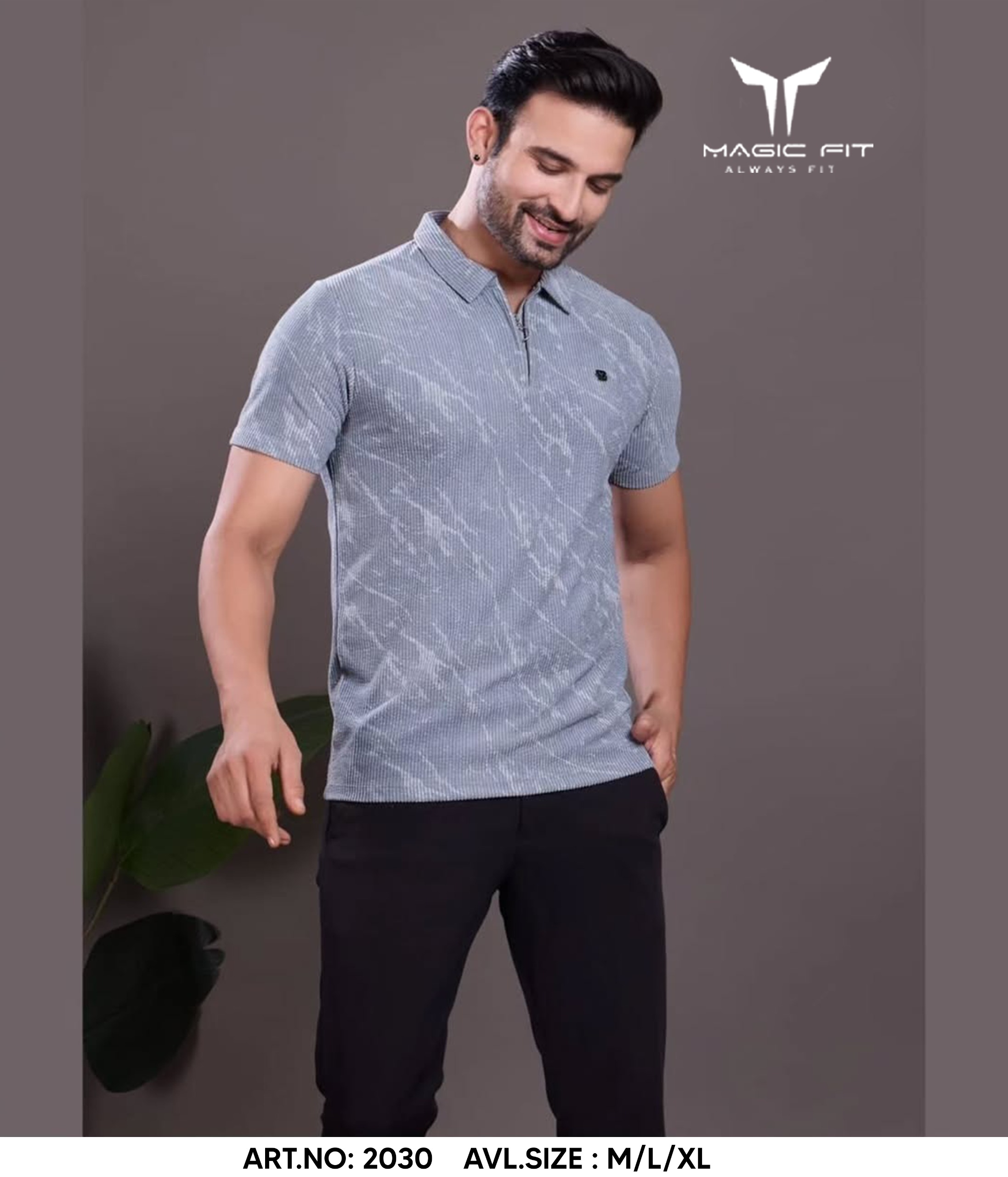 Magicfit Men's Knit Polo Collar Short Sleeve Plain T-Shirt, Assorted