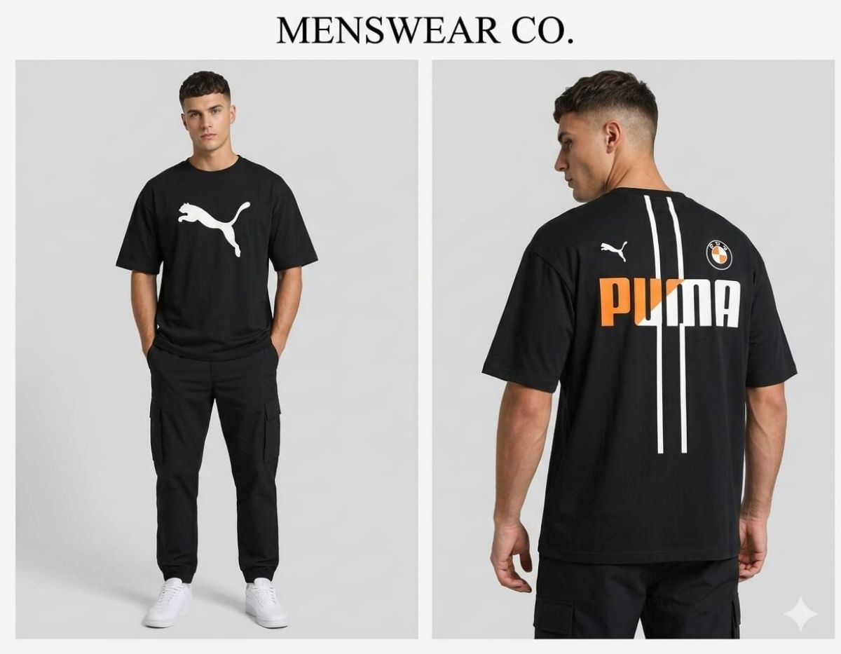 Men's Half Sleeve Down shoulder OB FB PUMA PUFF Print T-shirts