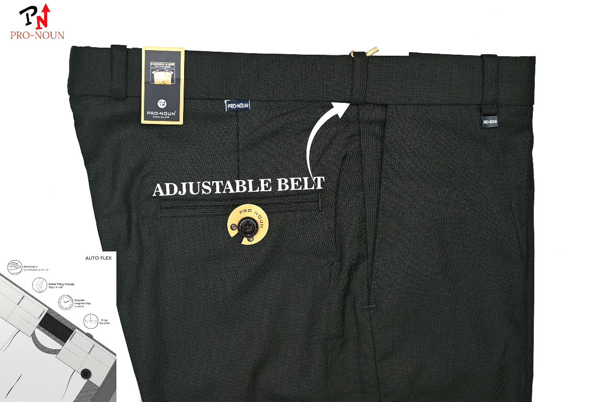 Pro-Noun Men's  Formal Trouser Pants With Adjustable belt D No- Galaxy 231-7-197 (30-36)- Green