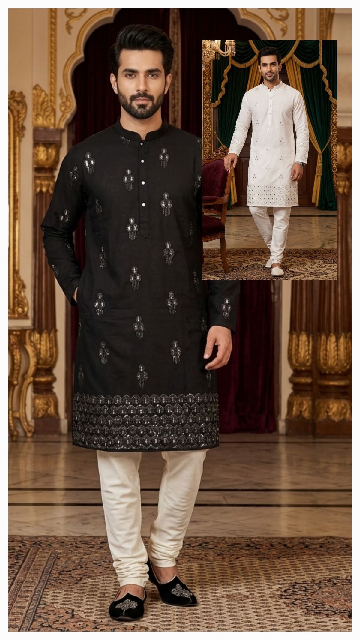 Variation Men's Ethnic Kurta Set Lachka Fabric