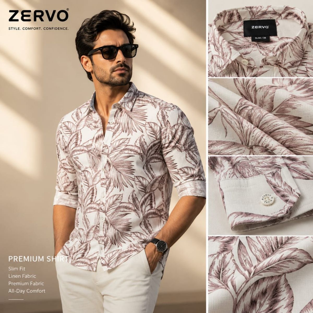 Zervo Men's Linen Printed Shirts