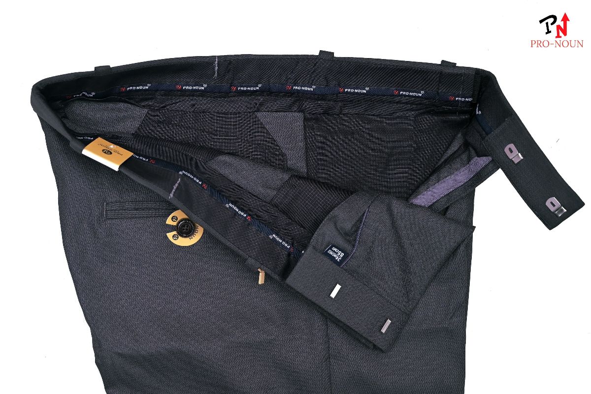 Pro-Noun Men's  Formal Trouser Pants With Adjustable belt D No- Galaxy 231-7-197 (32-38)- Dark Grey