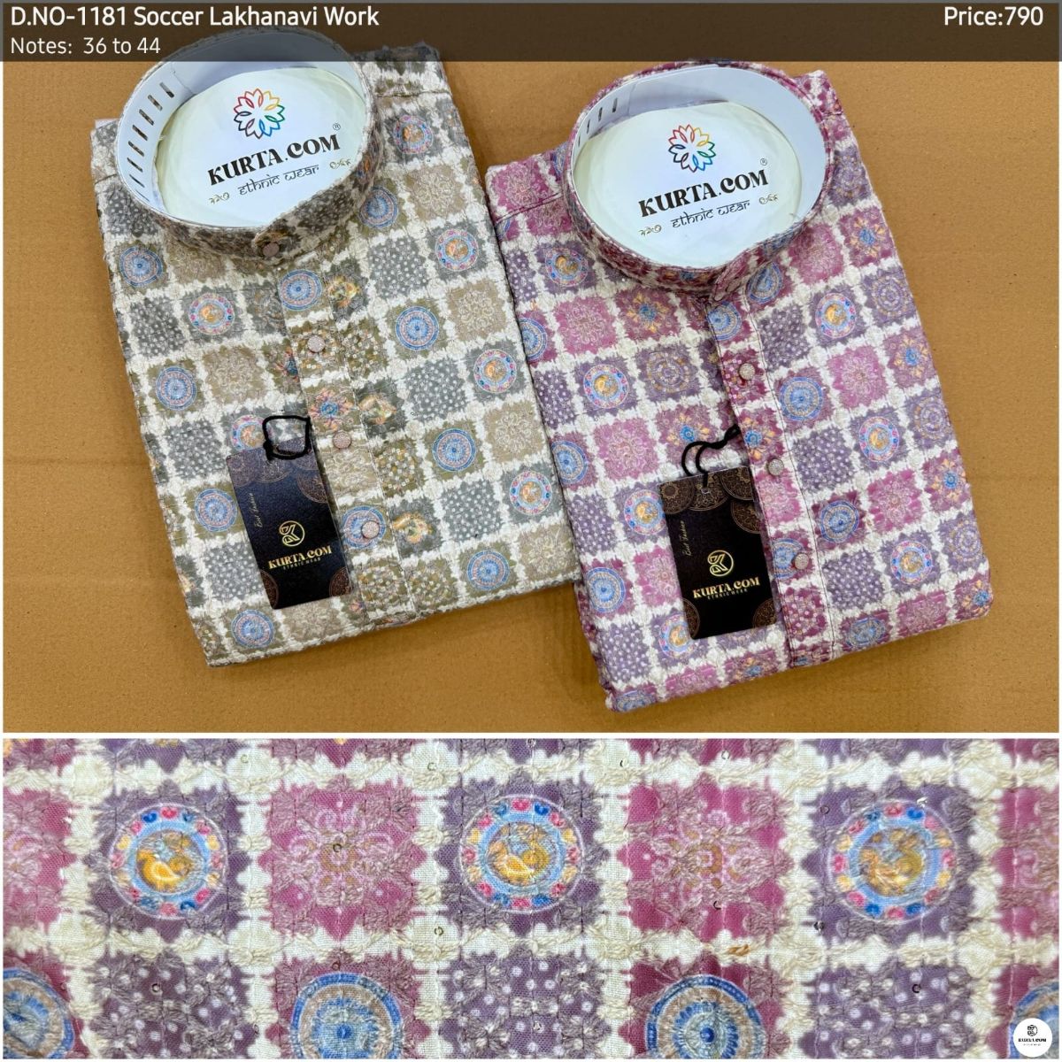Soccer Lakhnavi Work Kurta Only-1181