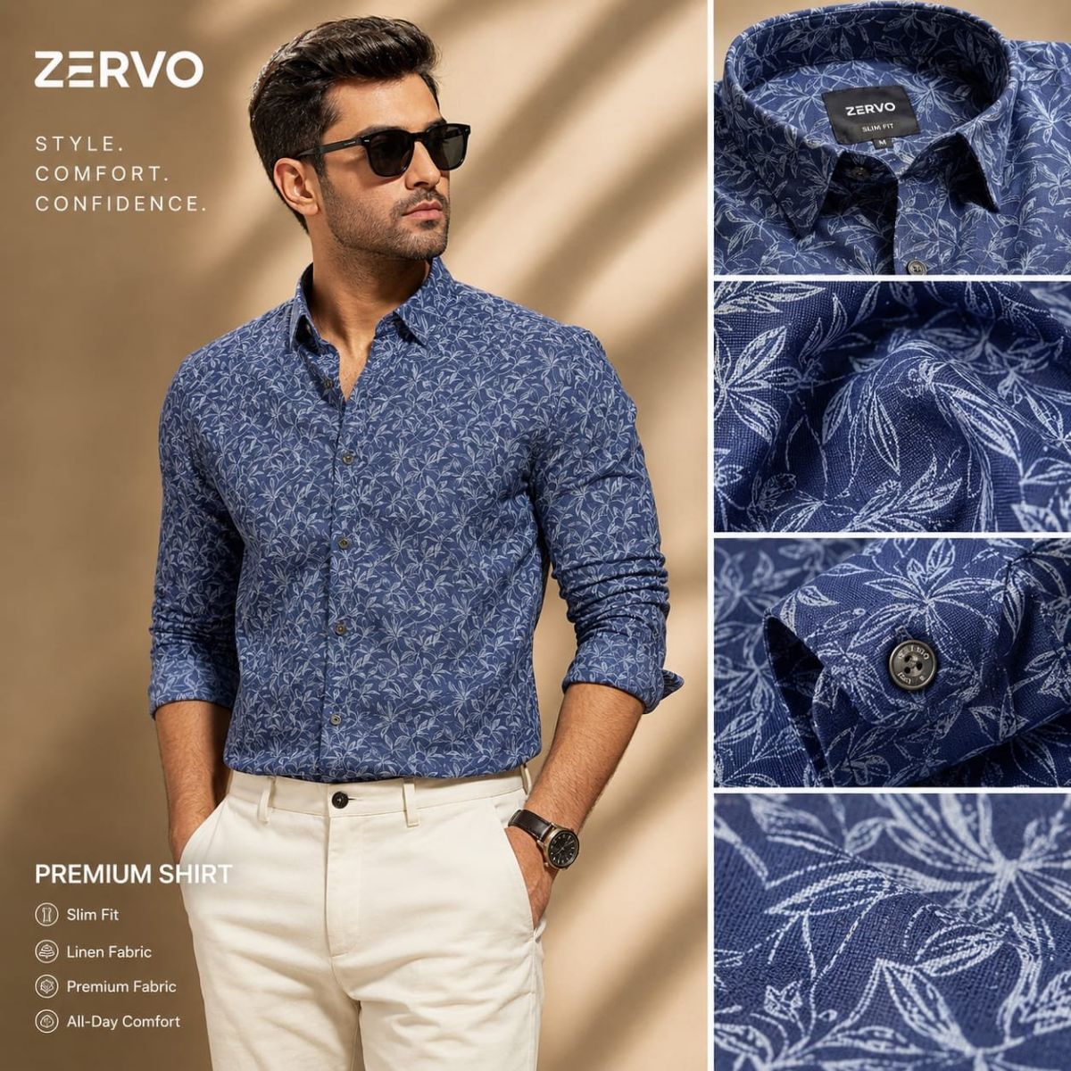 Zervo Men's Linen Printed Shirts