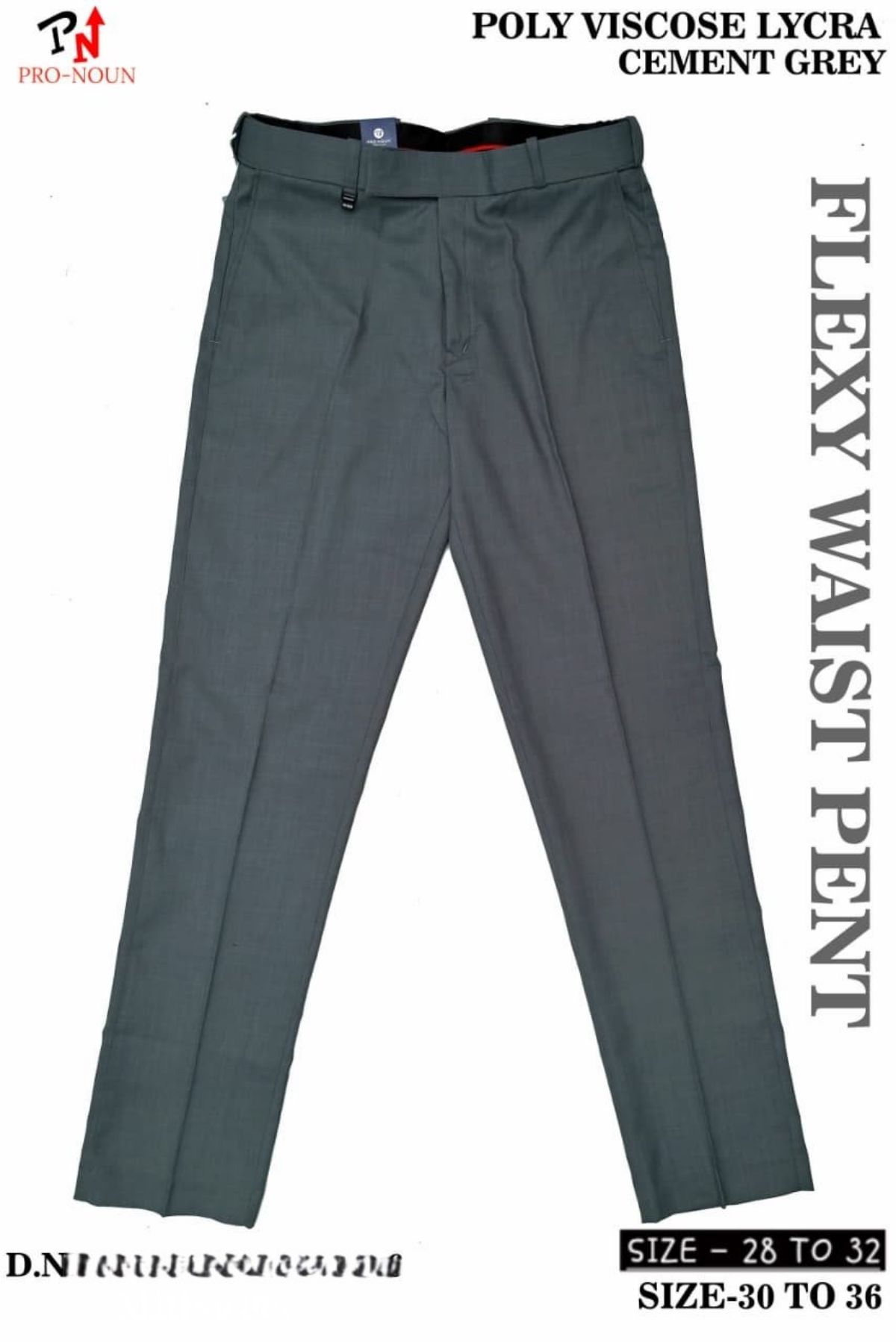 Pro-Noun Men's Formal Trouser Pants With Adjustable belt D No- Signature 241-6 (30-36)-Cement Grey