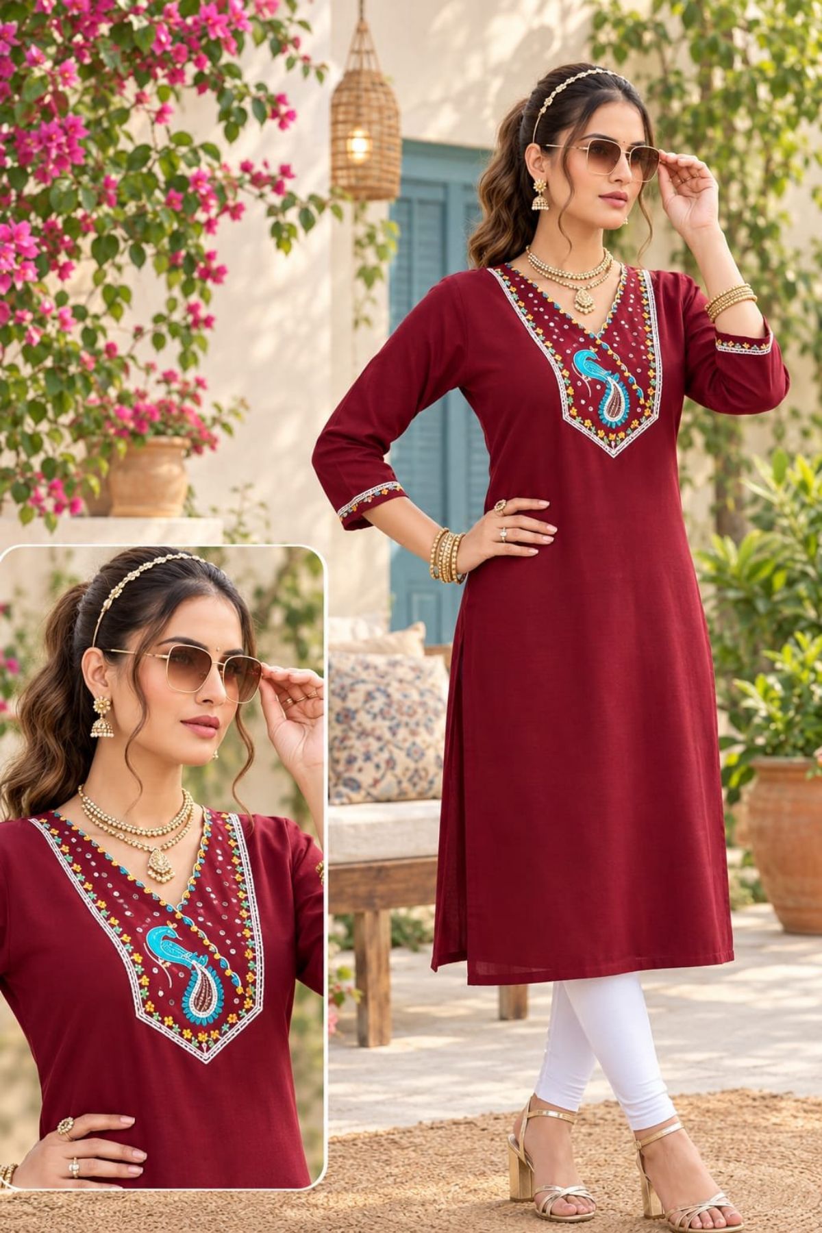 Women's Vetican Embroidery Kurtis