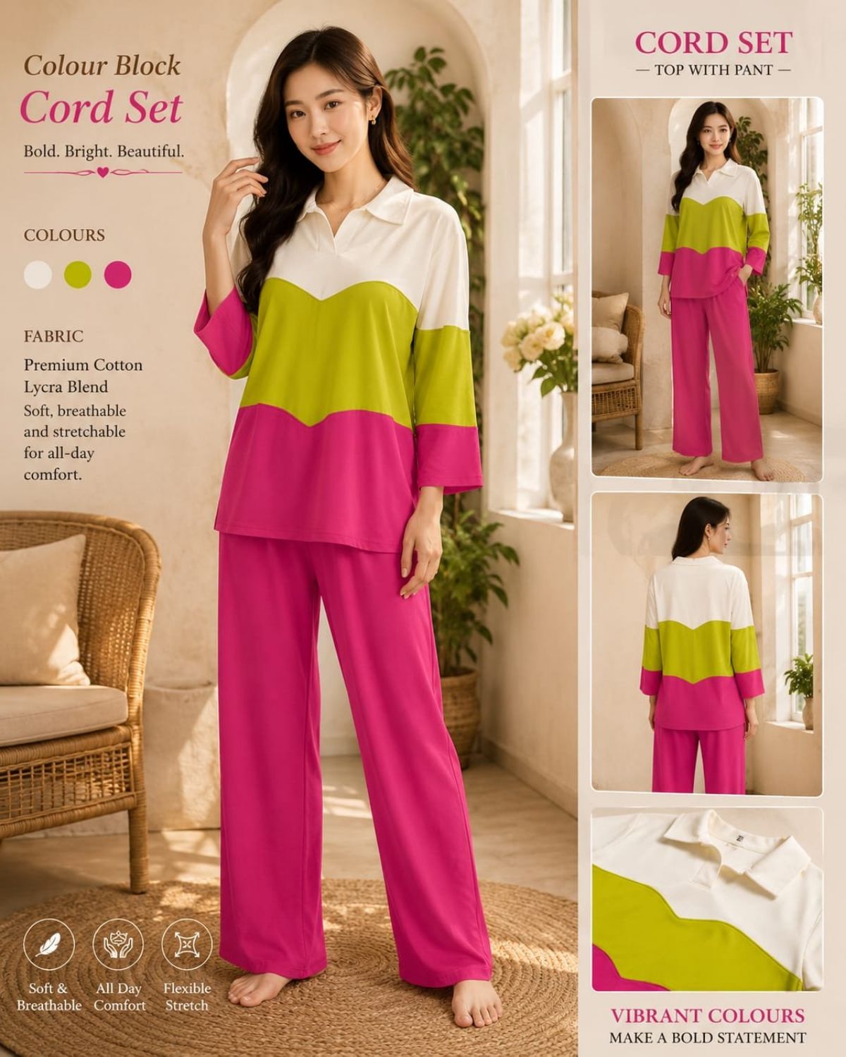 Women's Premium Lycra Co-ord Set- 0682