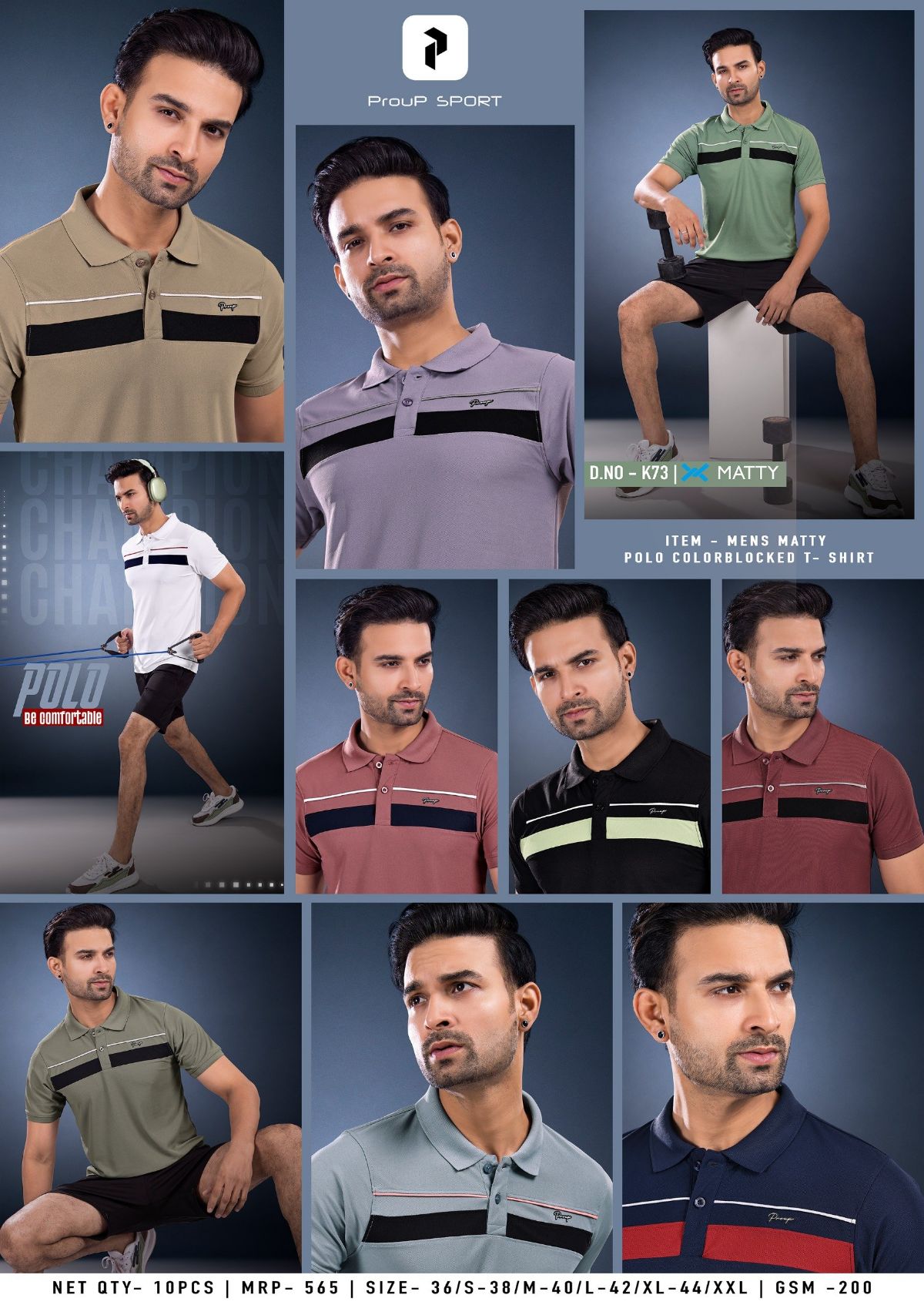 Men's Matty Collar Neck Half Sleeve T-shirts- K-73