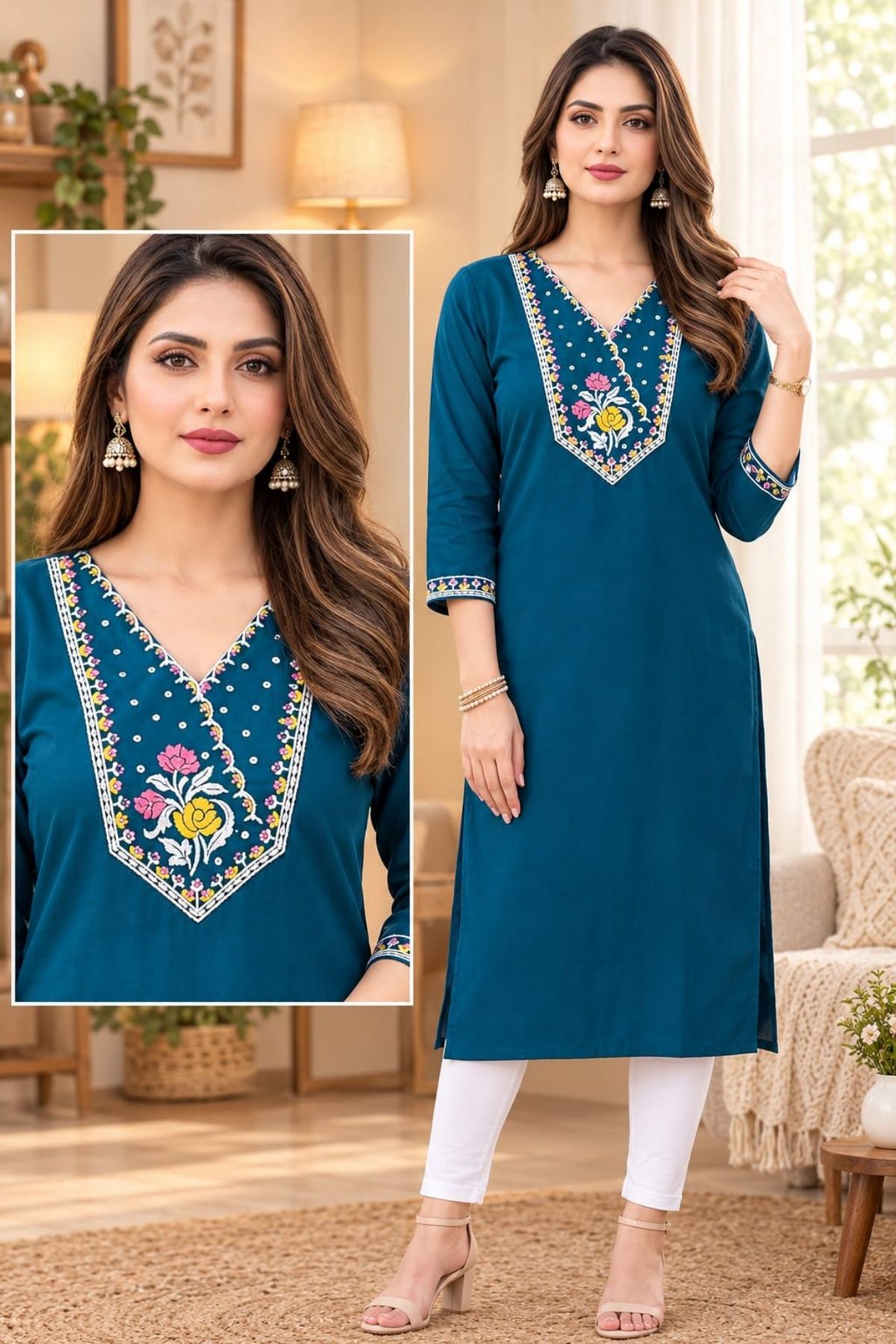 Women's Vetican Embroidery Kurtis