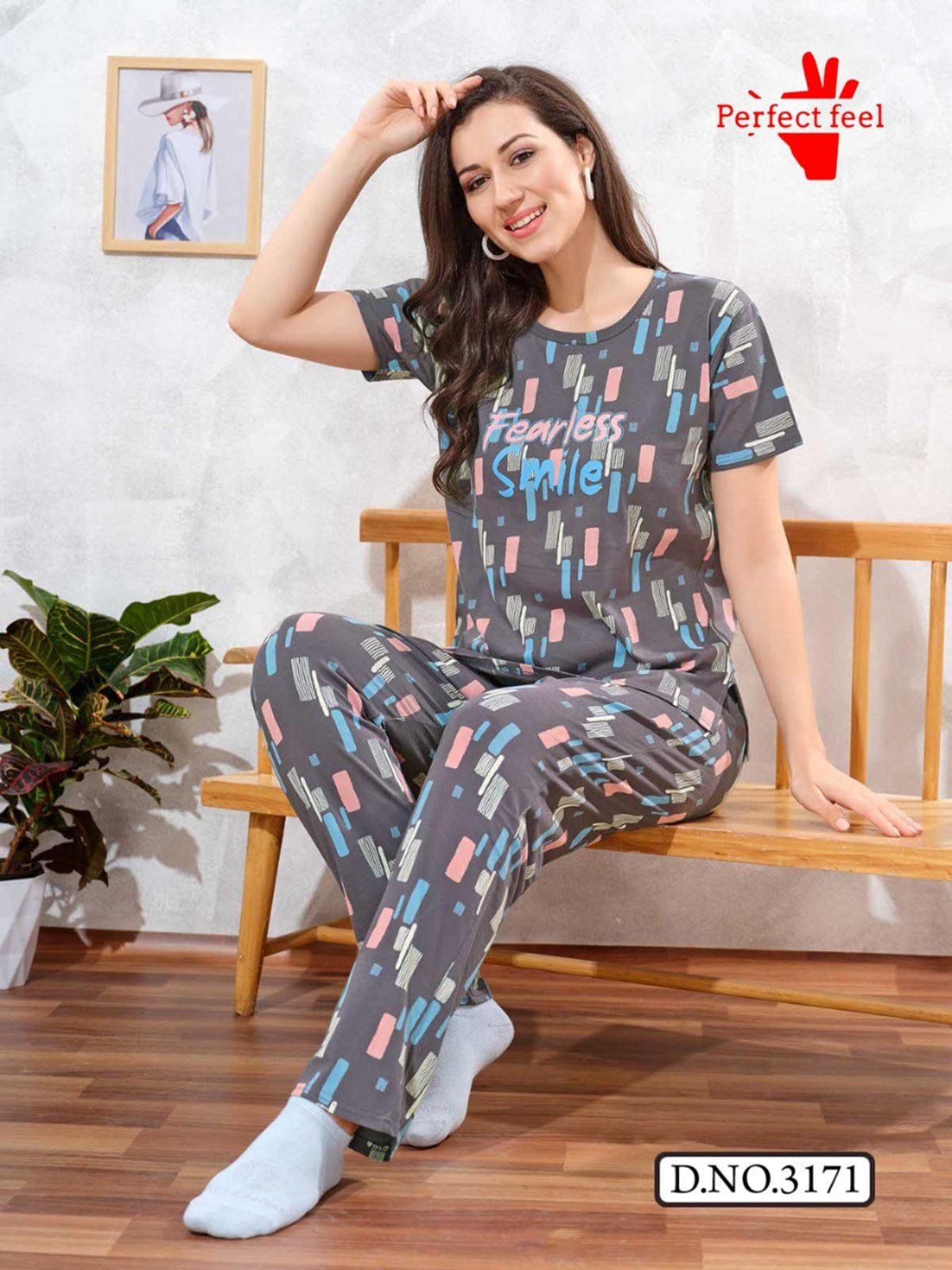 Women's Printed Cotton Night Suit